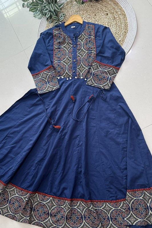 Premium Cotton Anarkali in Ajrak Print_KE-0211-34