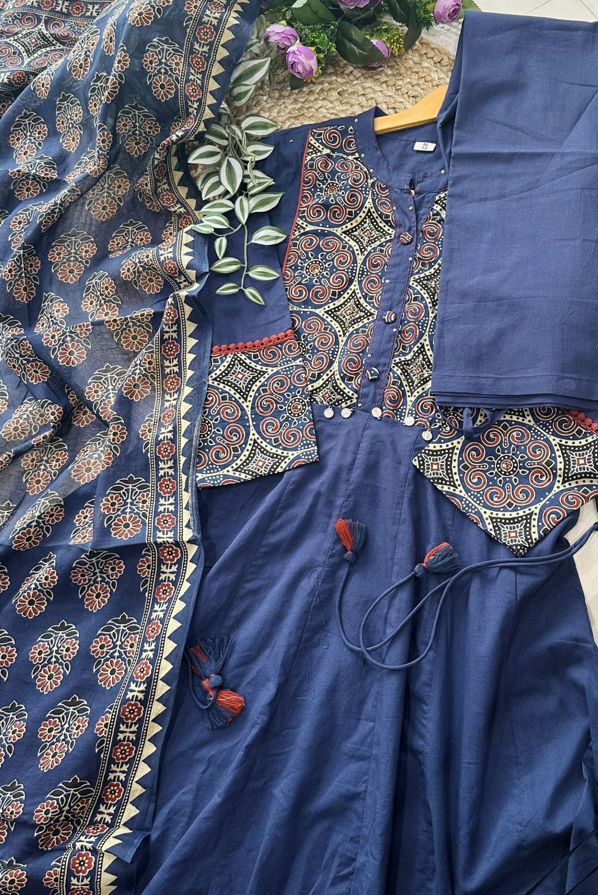Premium Cotton Anarkali in Ajrak Print_KE-0211-34