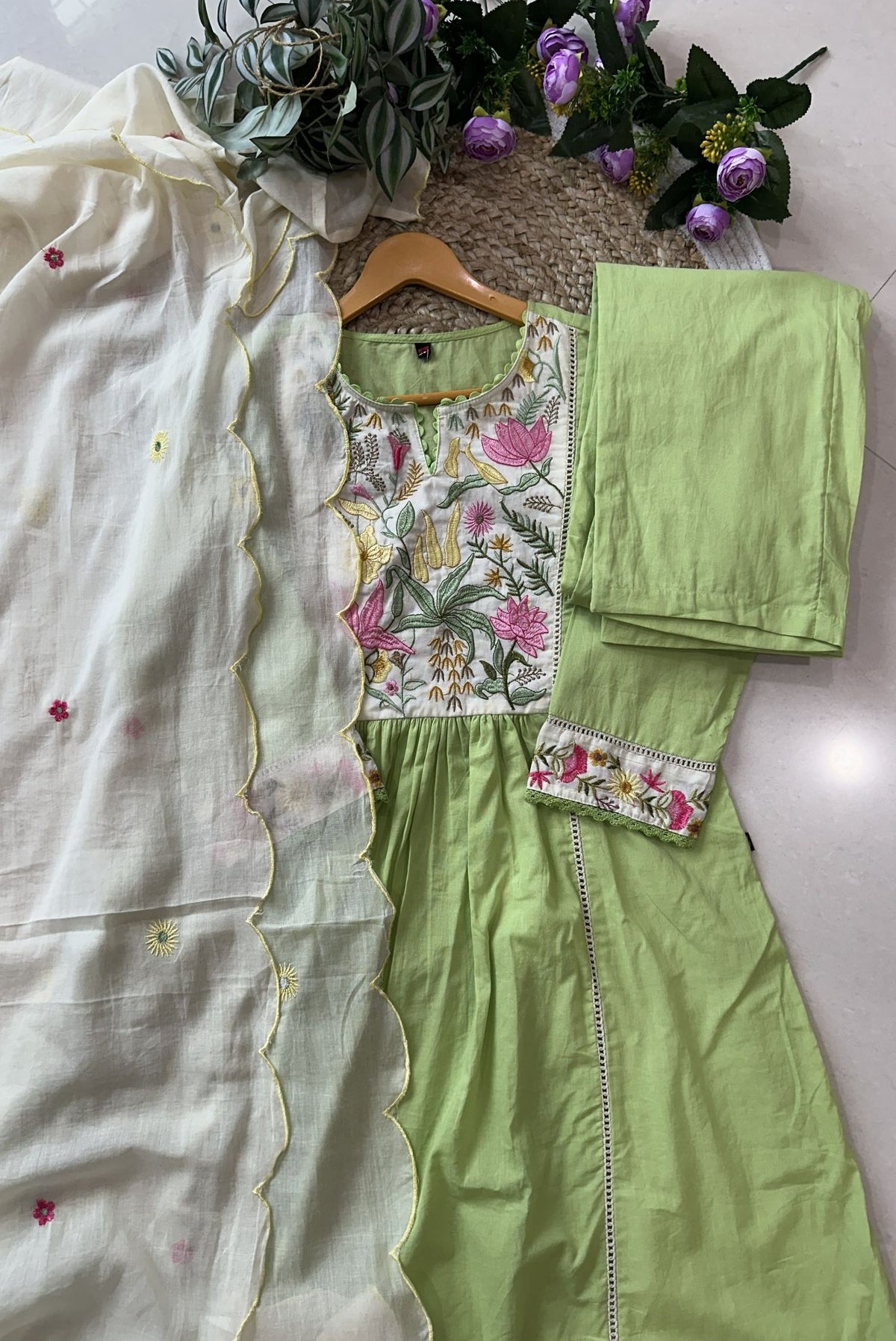 Premium Embroidery Cotton A-Line Kurta Set_KE-0211-52