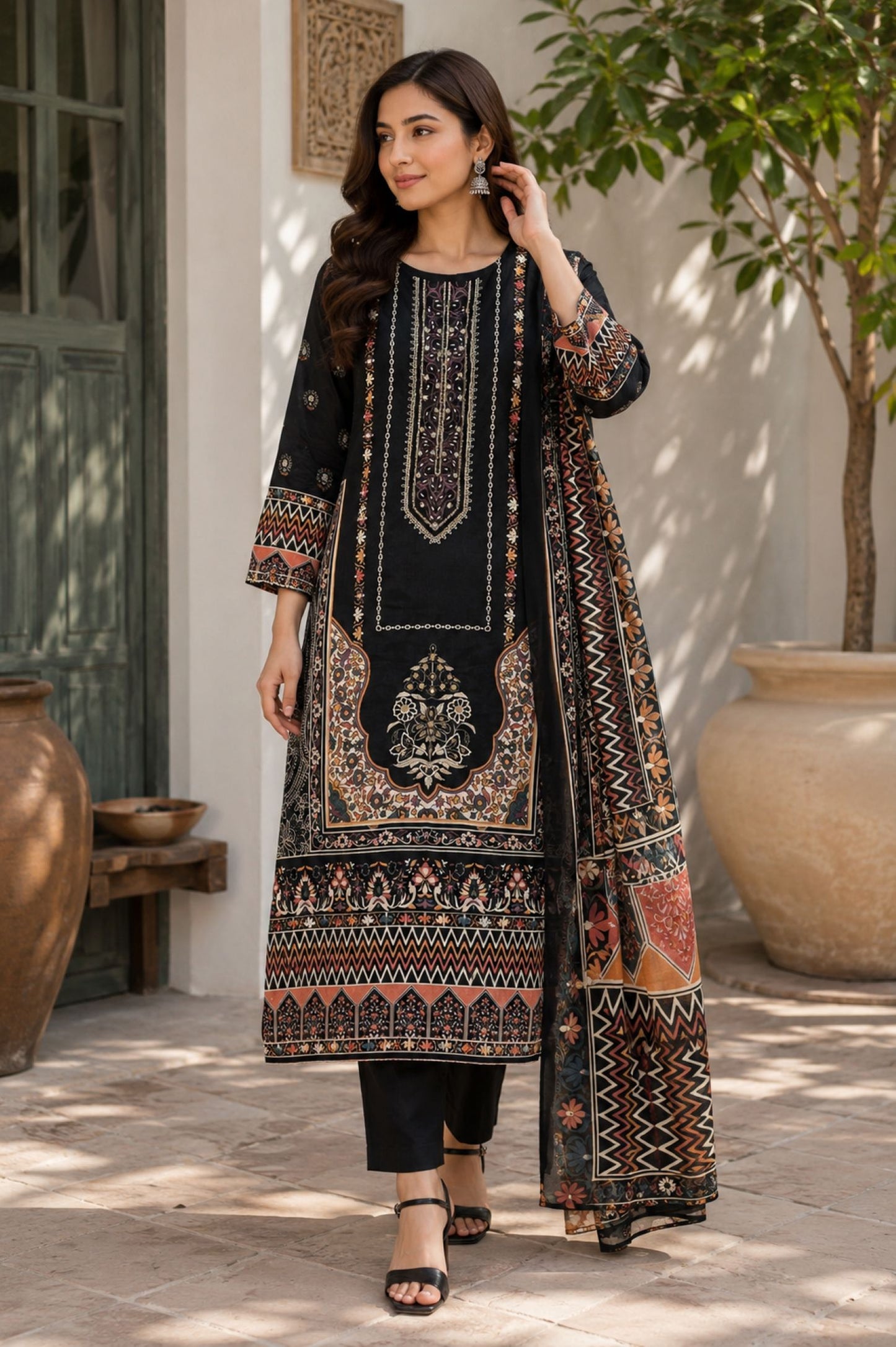 Printed Chinon Kurta Set_KE-0211-95