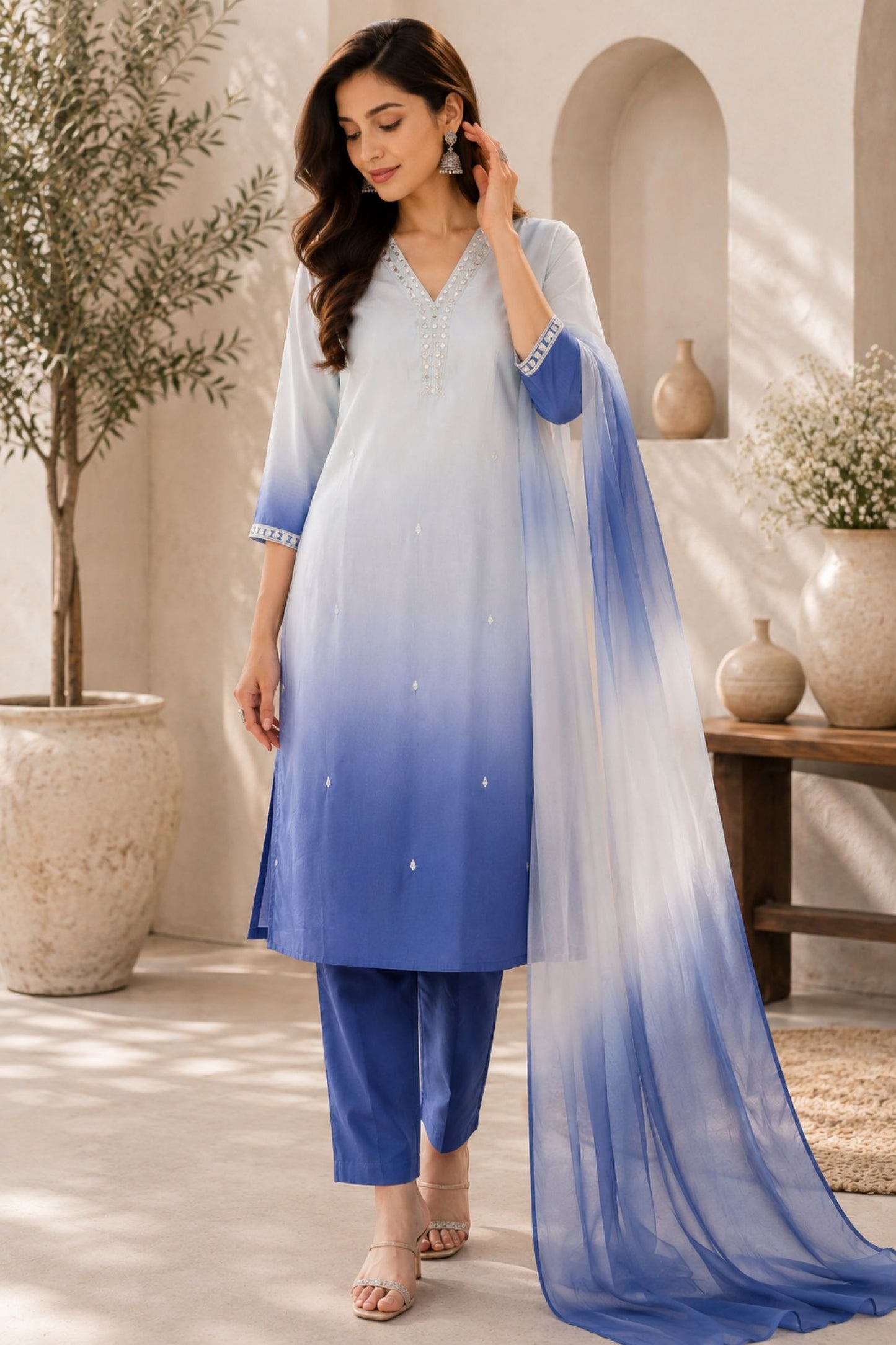 Pure Muslin Ombre Kurta Set_KE-0211-94