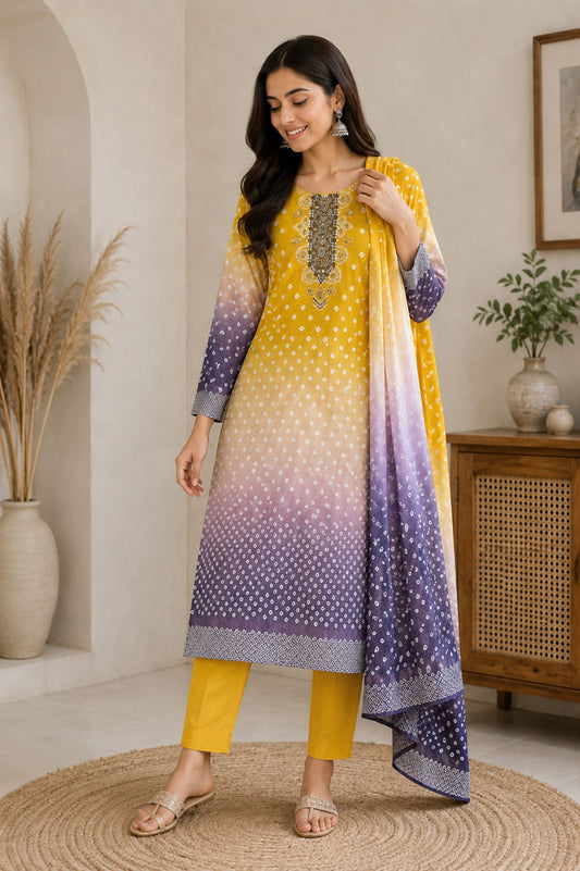 Printed Pure Muslin Kurta Set_KE-0211-92