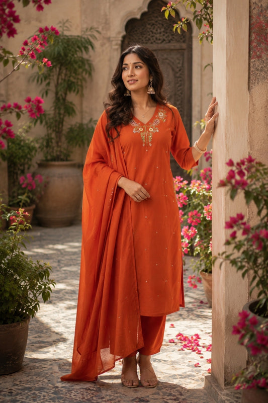 Cotton Embroidery Kurta Set_KE-0211-04
