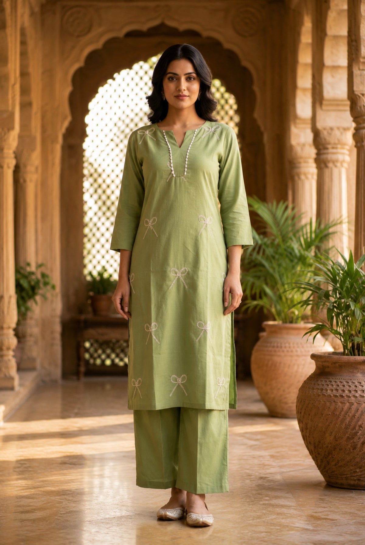 Embroidery Cotton Co-ord Set_KE-0211-21