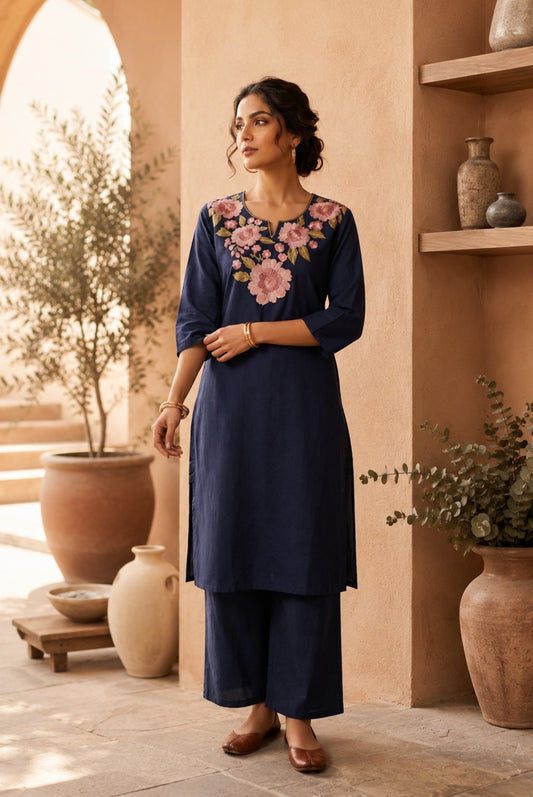 Embroidery Cotton Co-ord Set_KE-0211-18