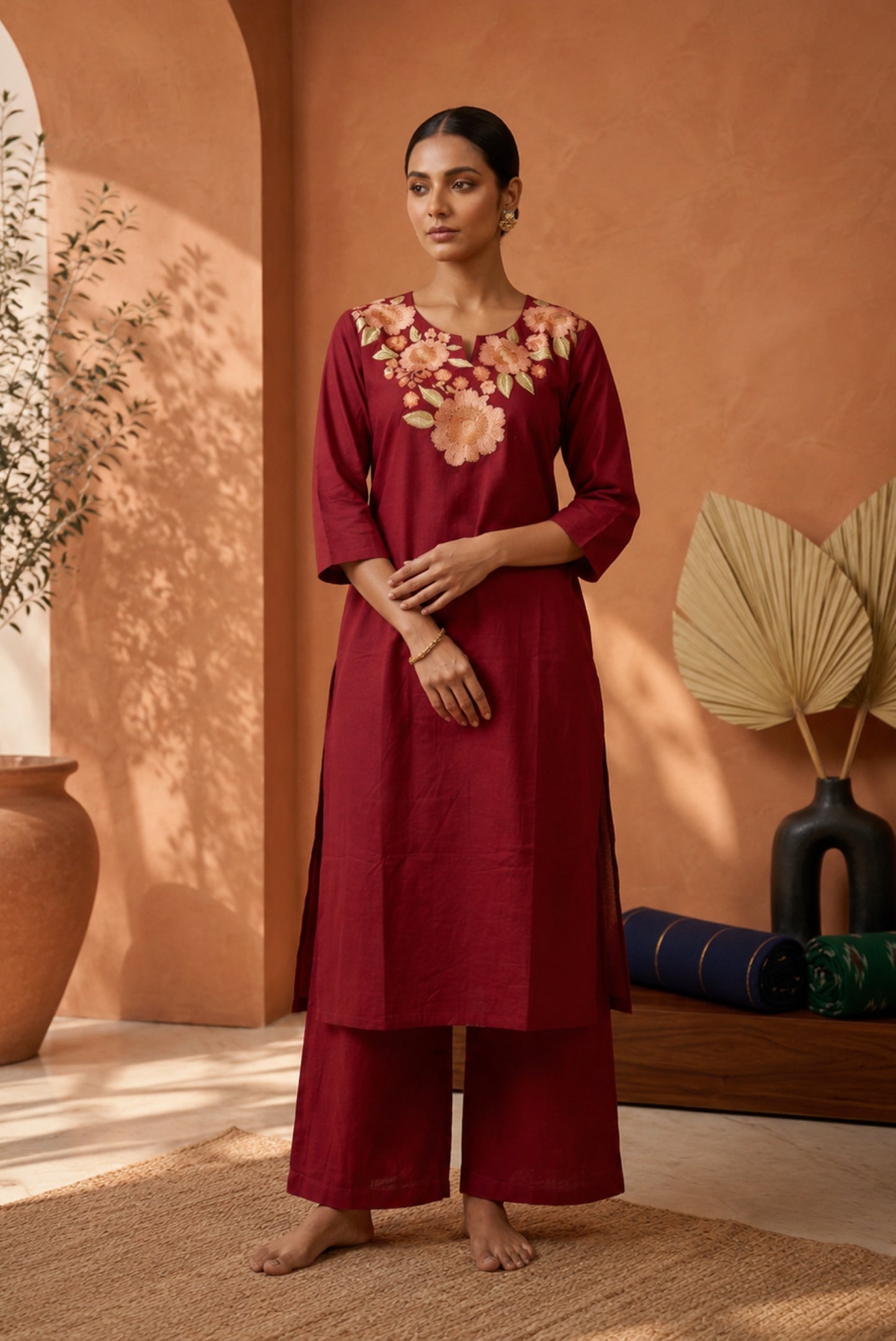 Embroidery Cotton Co-ord Set_KE-0211-19