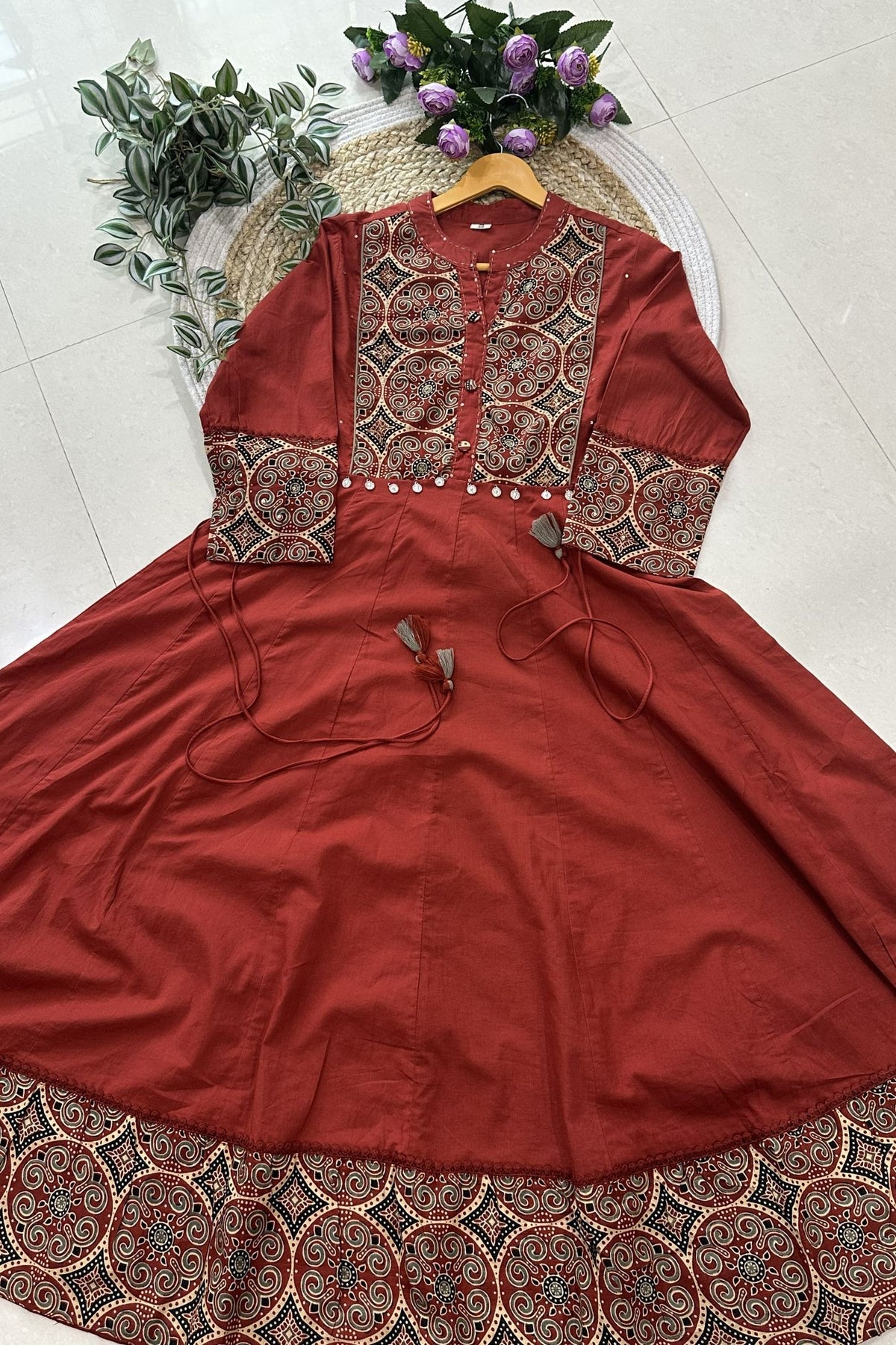 Premium Cotton Anarkali in Ajrak Print_KE-0211-33