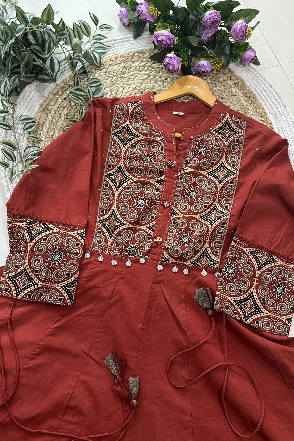 Premium Cotton Anarkali in Ajrak Print_KE-0211-33