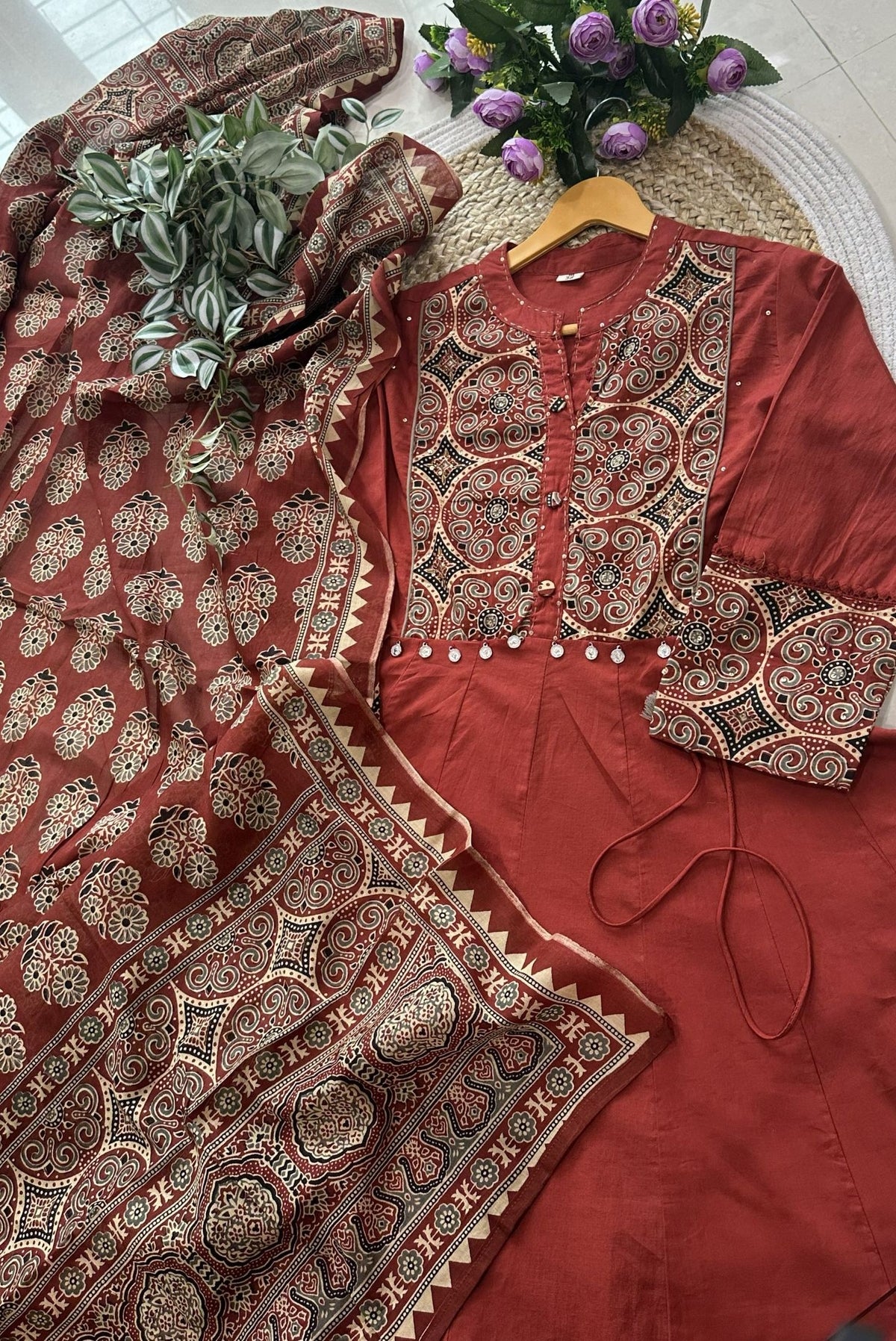 Premium Cotton Anarkali in Ajrak Print_KE-0211-33