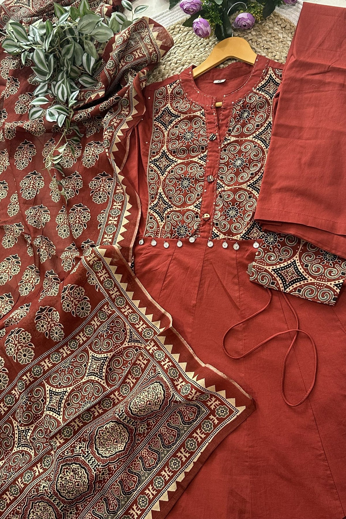 Premium Cotton Anarkali in Ajrak Print_KE-0211-33