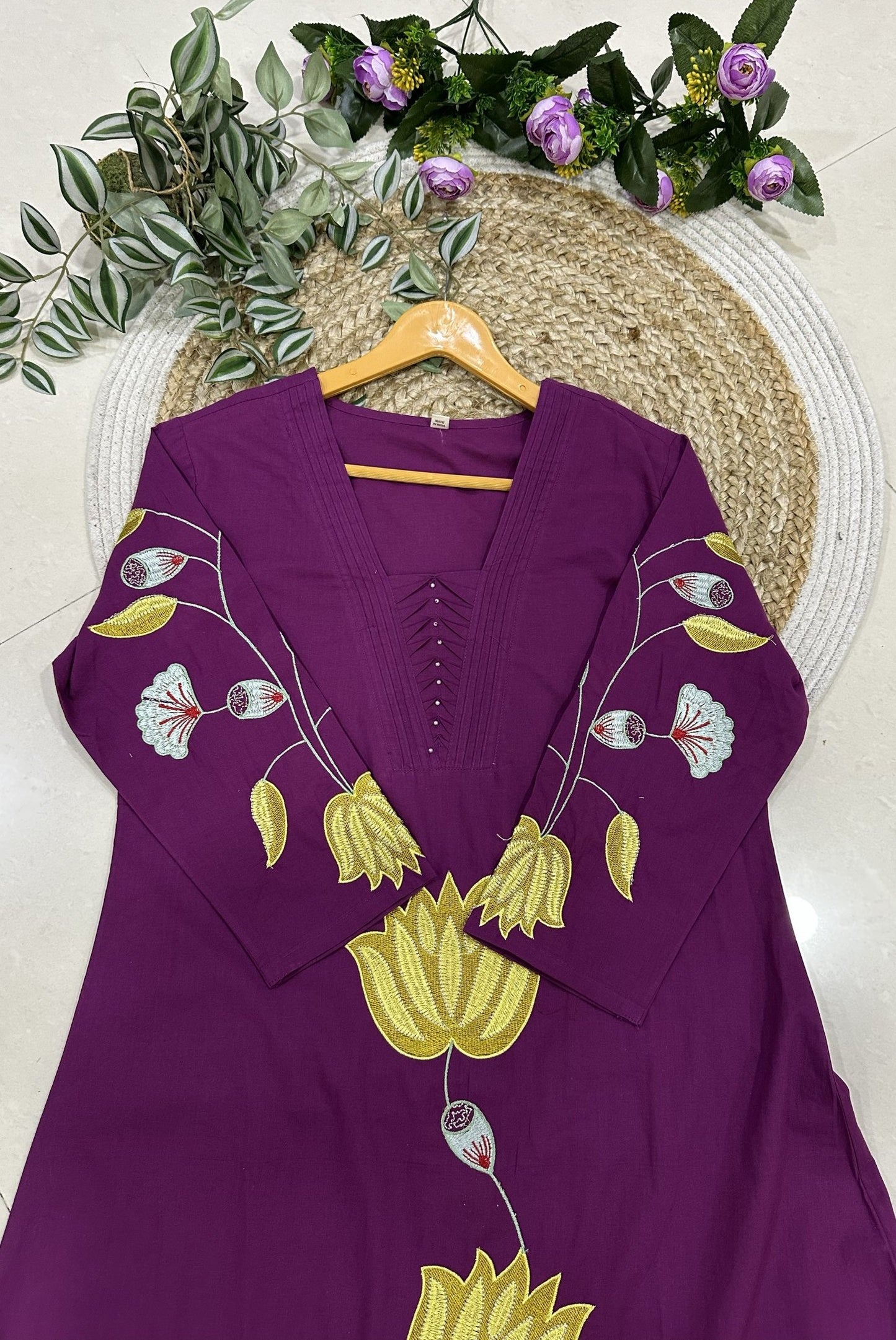 Embroidery Cotton A-Line Kurta Set_KE-0211-13