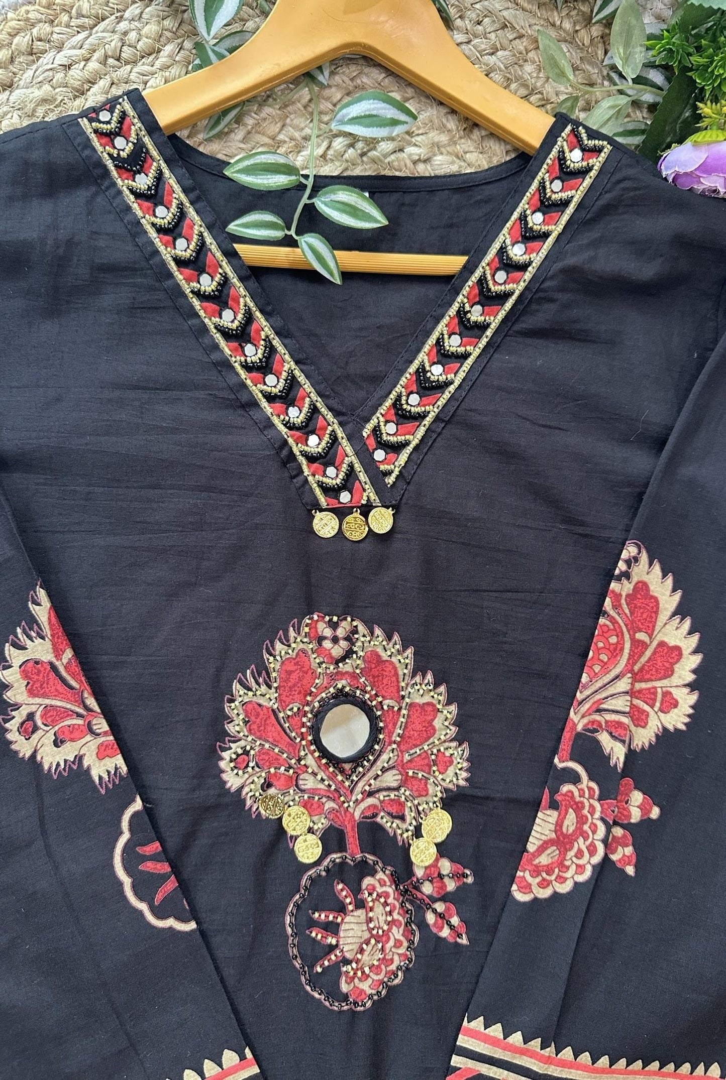 Printed Cotton Handwork Kurta Set_KE-0211-12