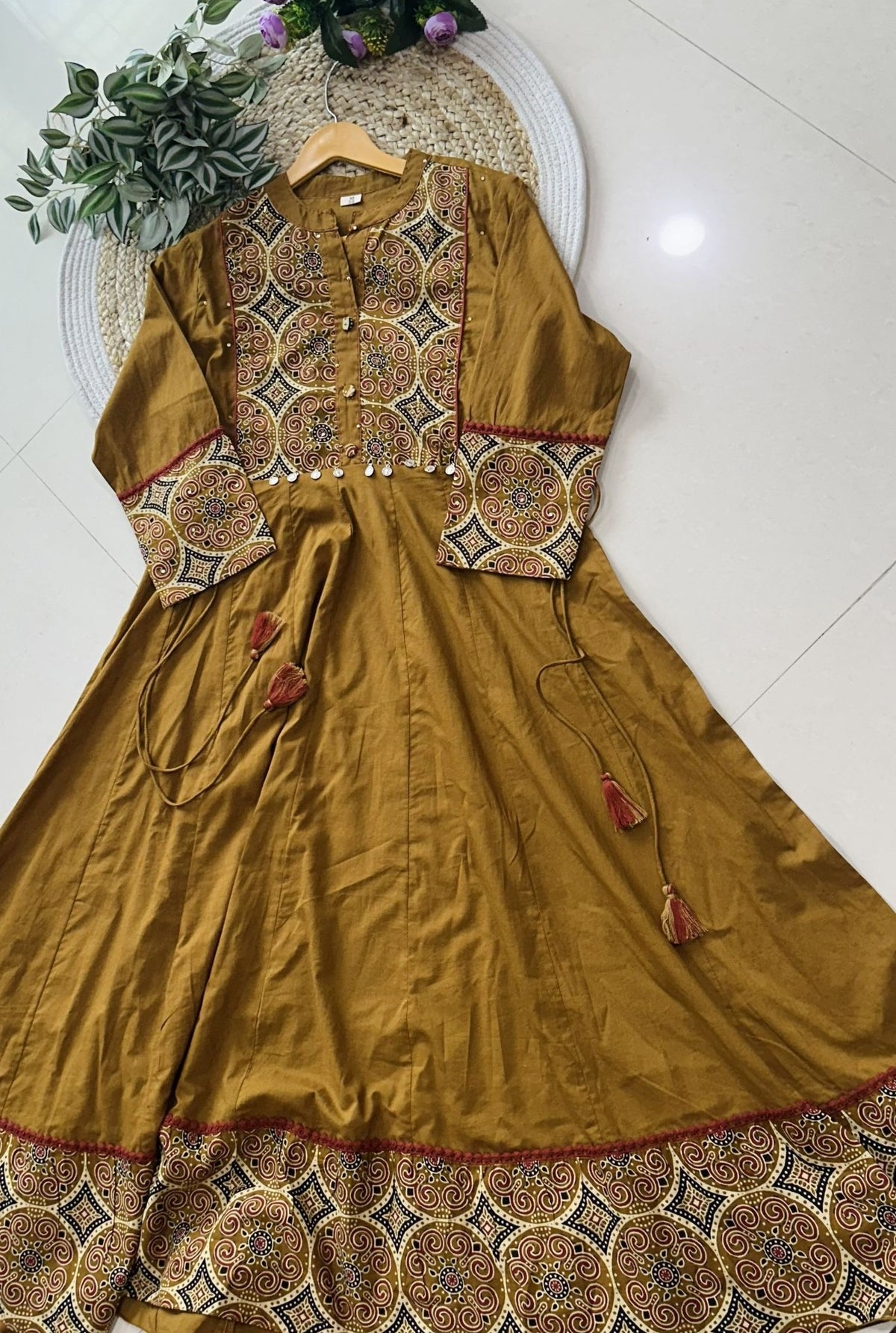 Premium Cotton Anarkali in Ajrak Print_KE-0211-32