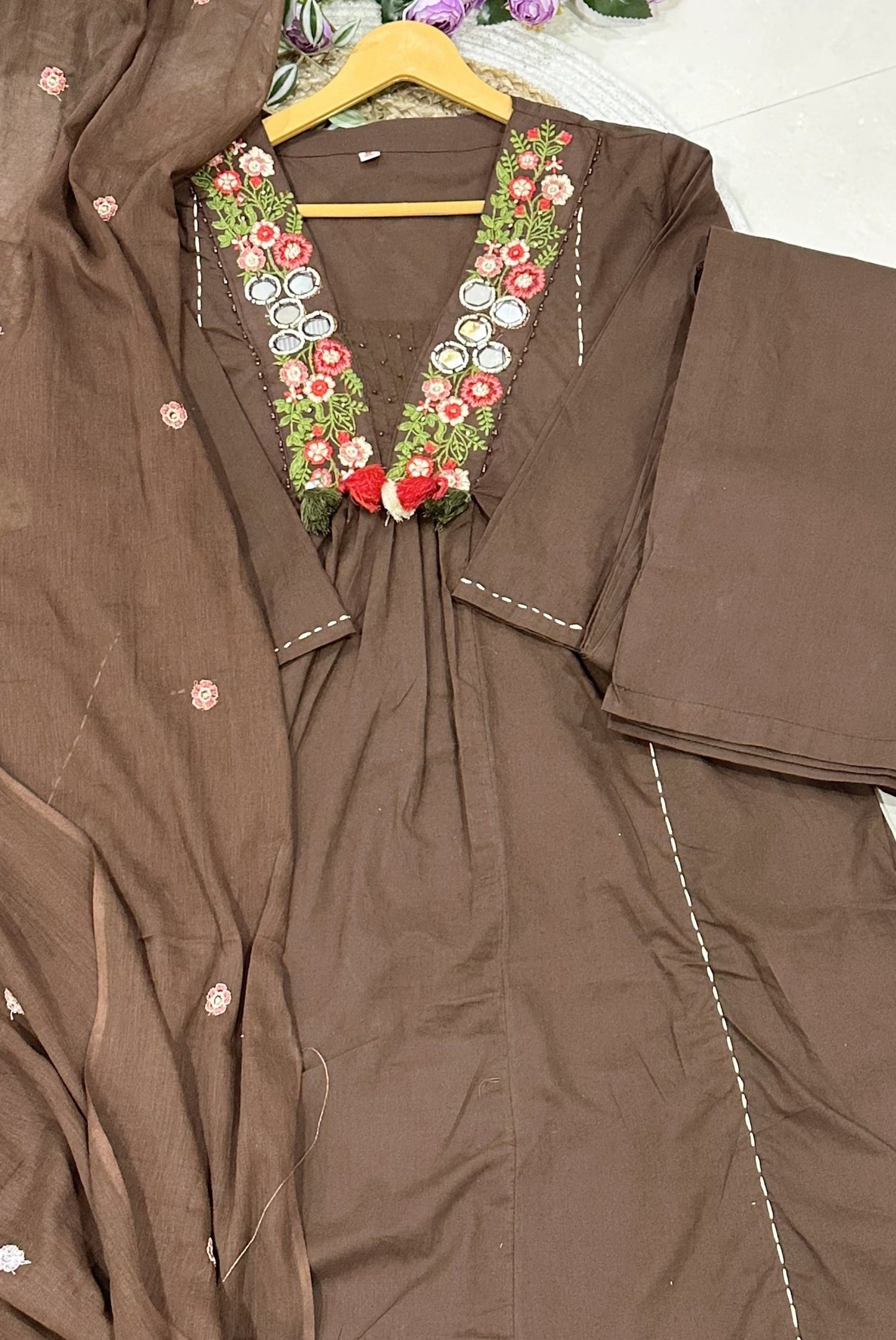Embroidery Cotton A-Line Kurta Set_KE-0211-16
