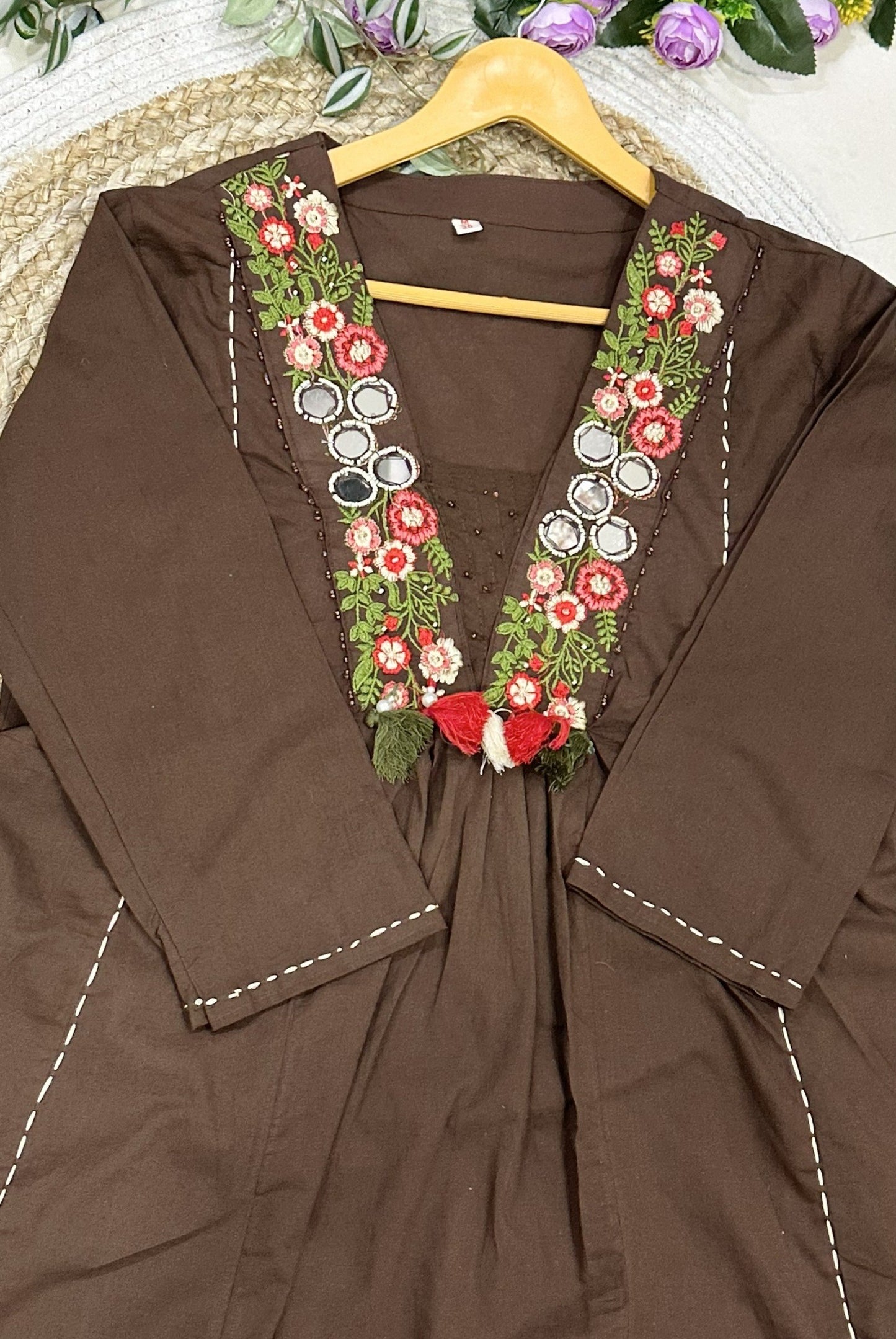 Embroidery Cotton A-Line Kurta Set_KE-0211-16