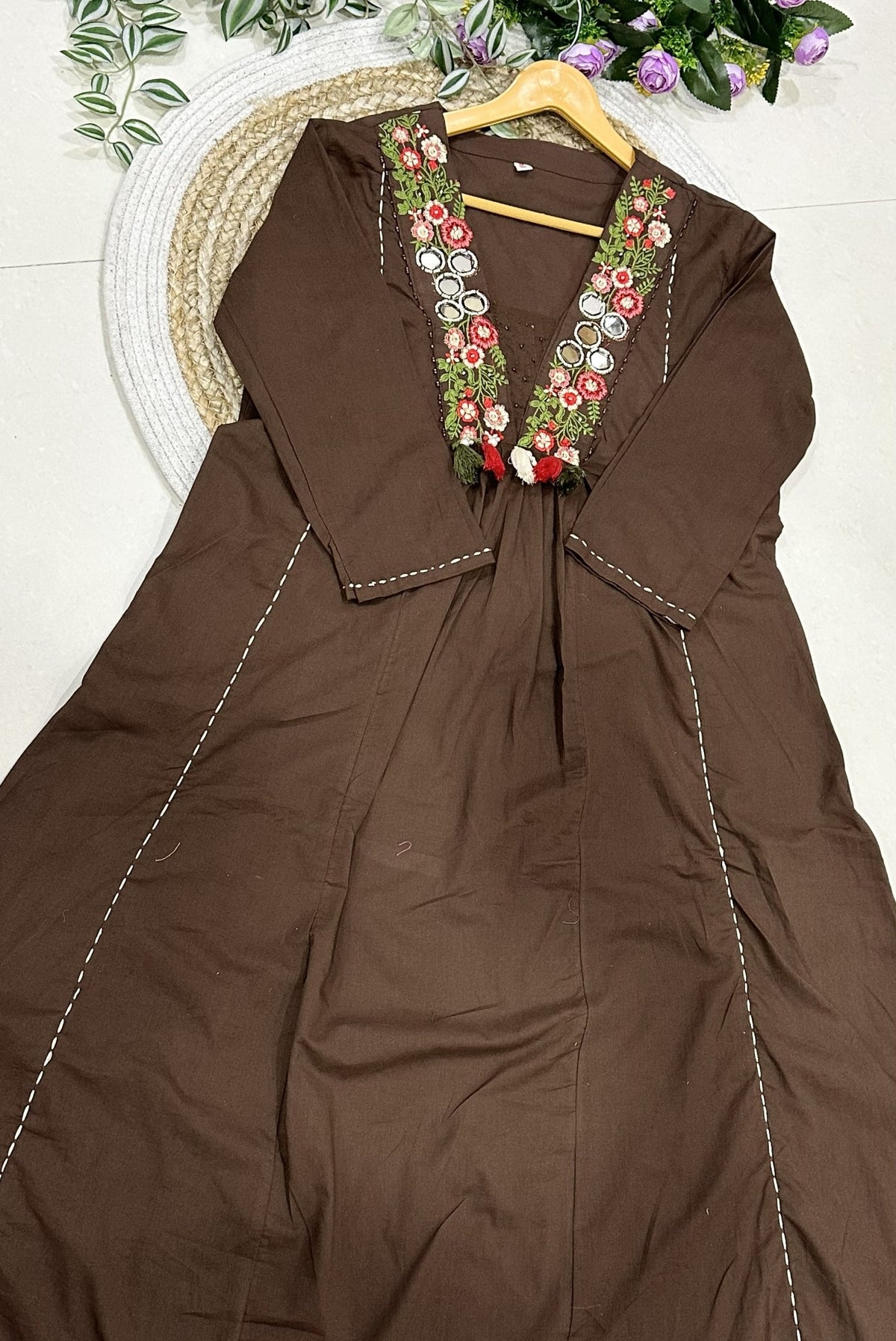 Embroidery Cotton A-Line Kurta Set_KE-0211-16