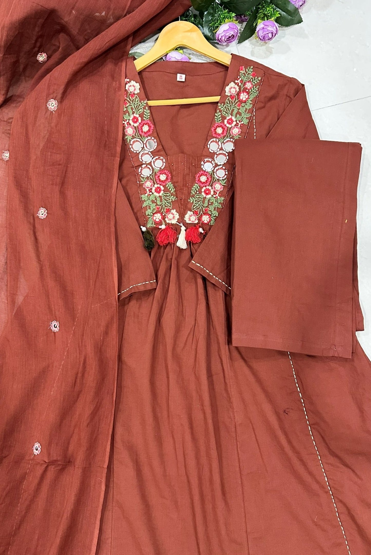Embroidery Cotton A-Line Kurta Set_KE-0211-15