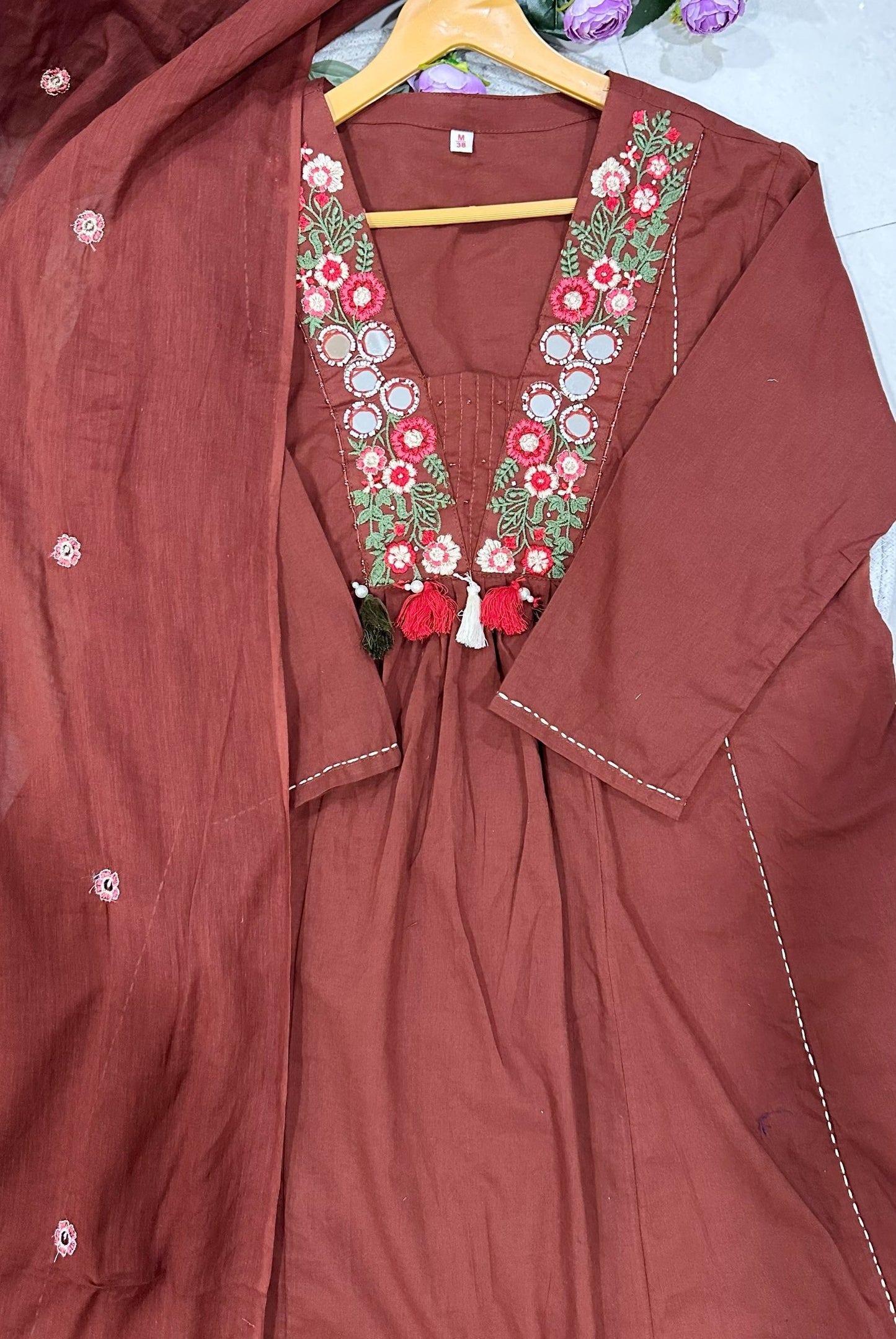 Embroidery Cotton A-Line Kurta Set_KE-0211-15