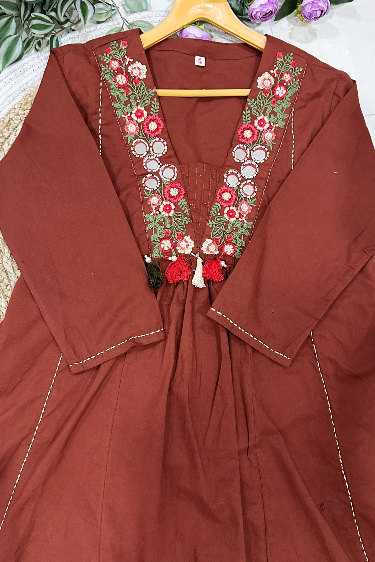 Embroidery Cotton A-Line Kurta Set_KE-0211-15