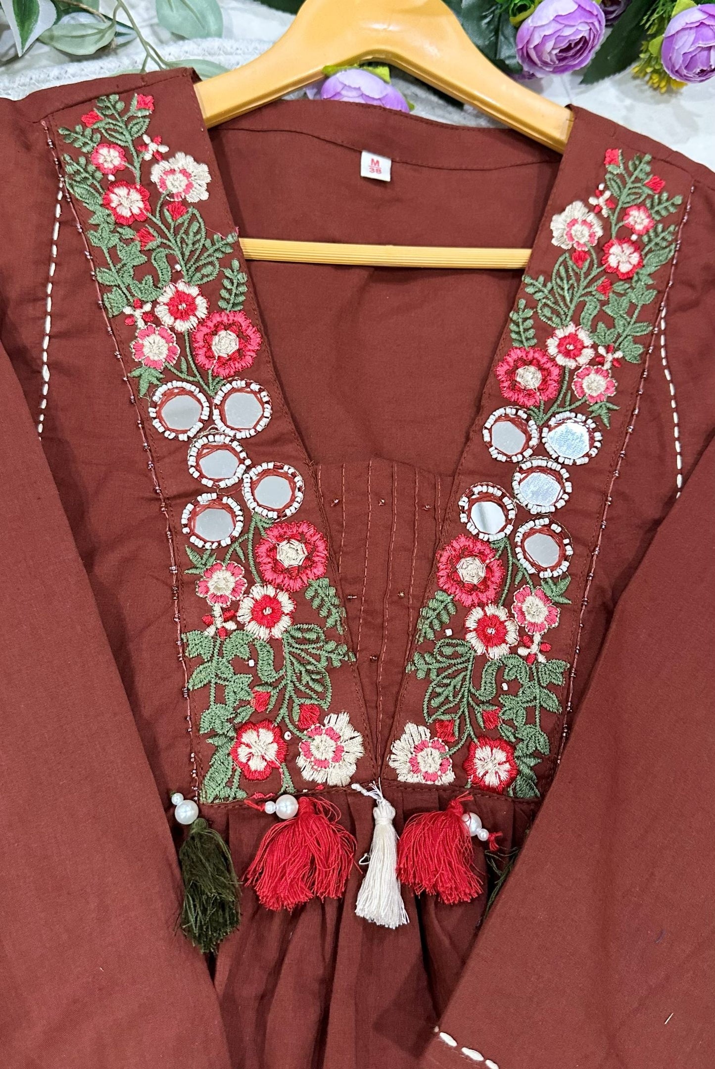 Embroidery Cotton A-Line Kurta Set_KE-0211-15