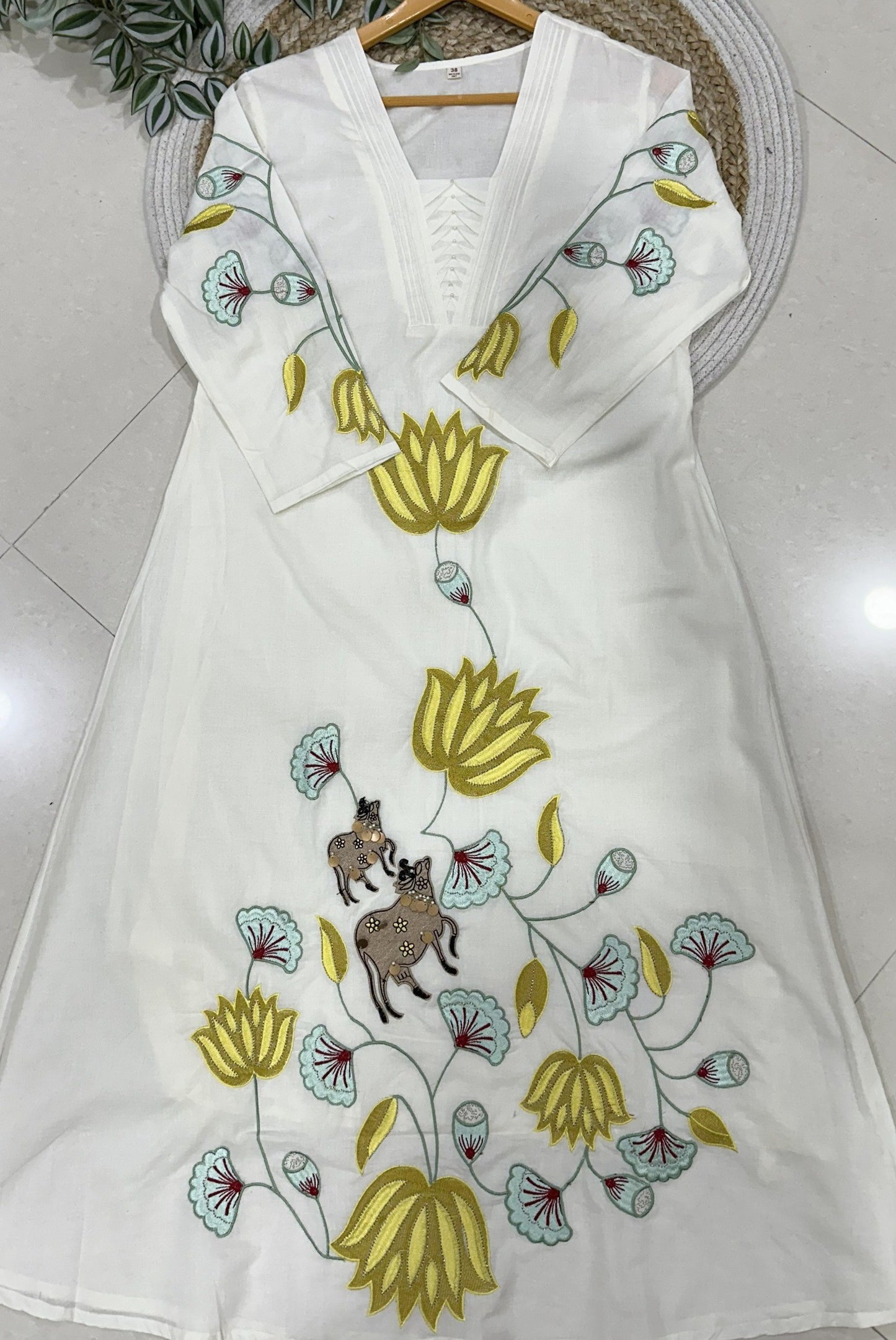 Embroidery Cotton A-Line Kurta Set_KE-0211-14