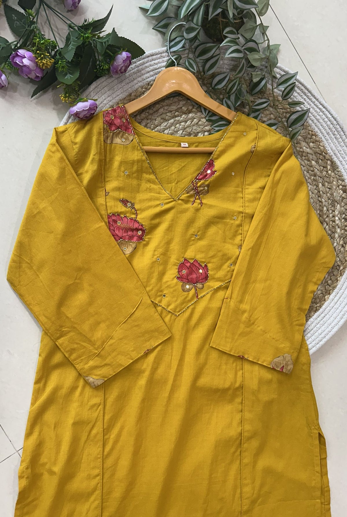 Cotton Lotus Work Kurta Set_KE-0211-02