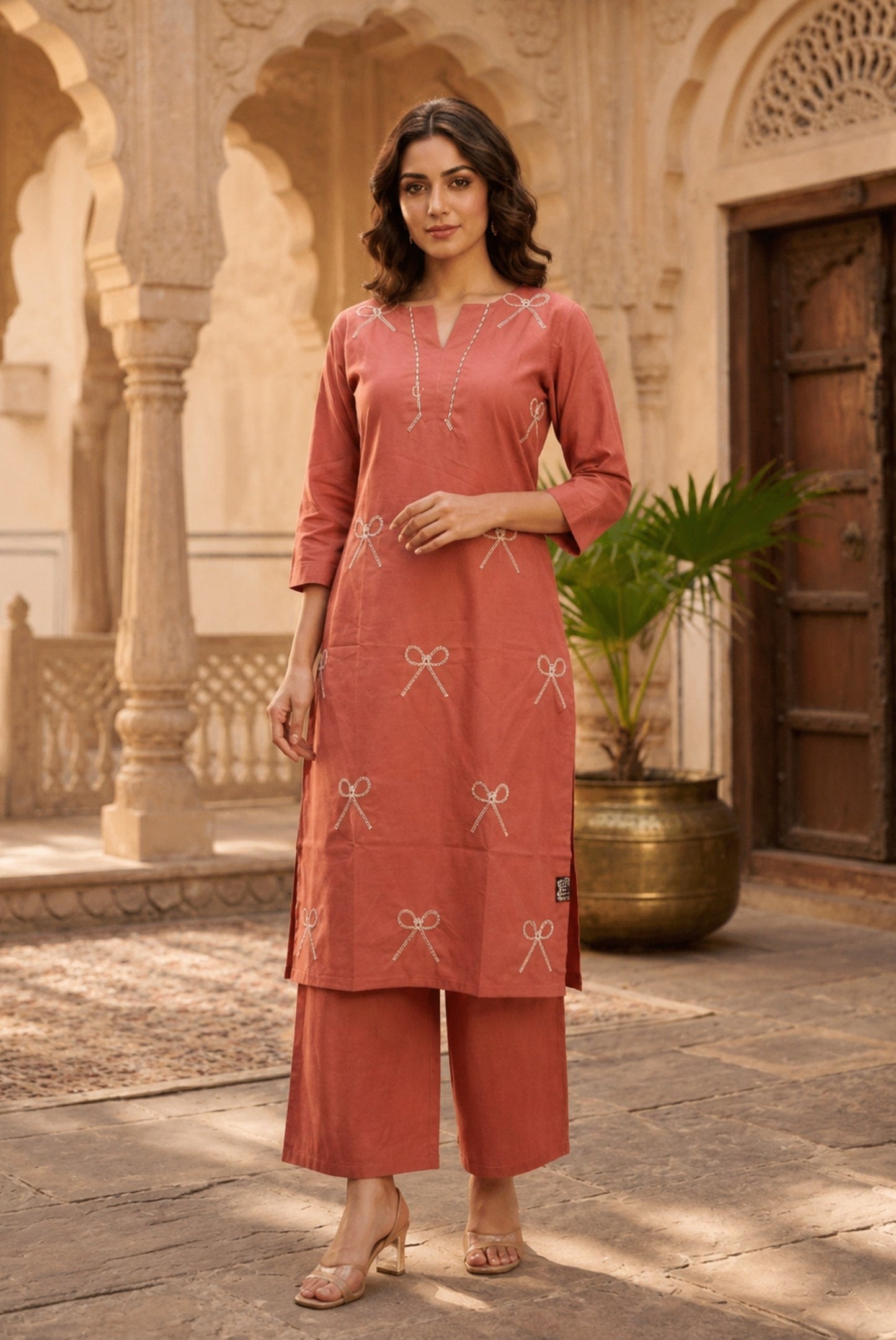 Embroidery Cotton Co-ord Set_KE-0211-22