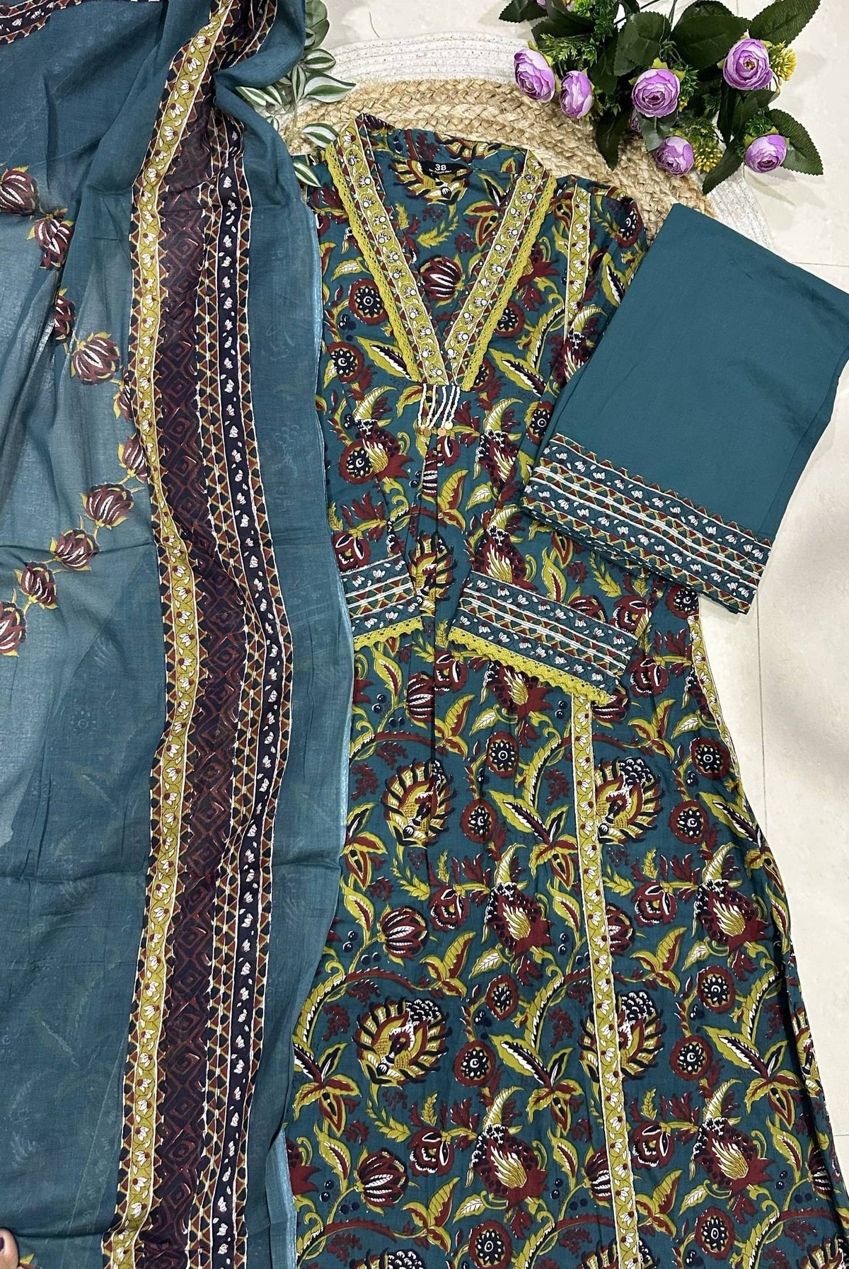 Printed Cotton A-Line Kurta Set_KE-0211-25