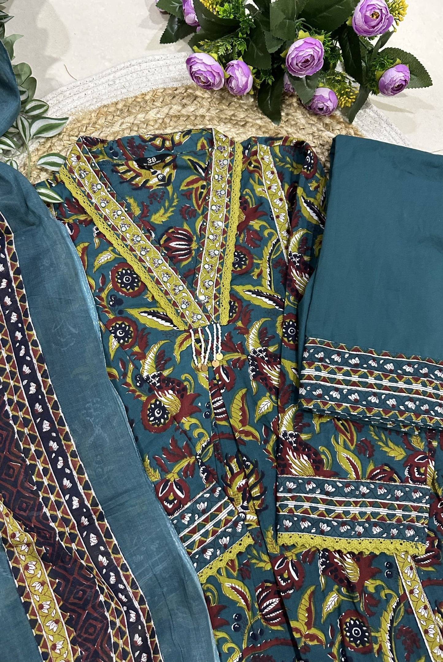 Printed Cotton A-Line Kurta Set_KE-0211-25