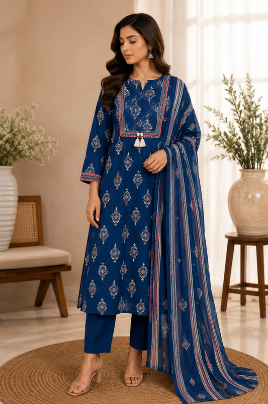Printed Cotton Kurta Set_KE-0211-30