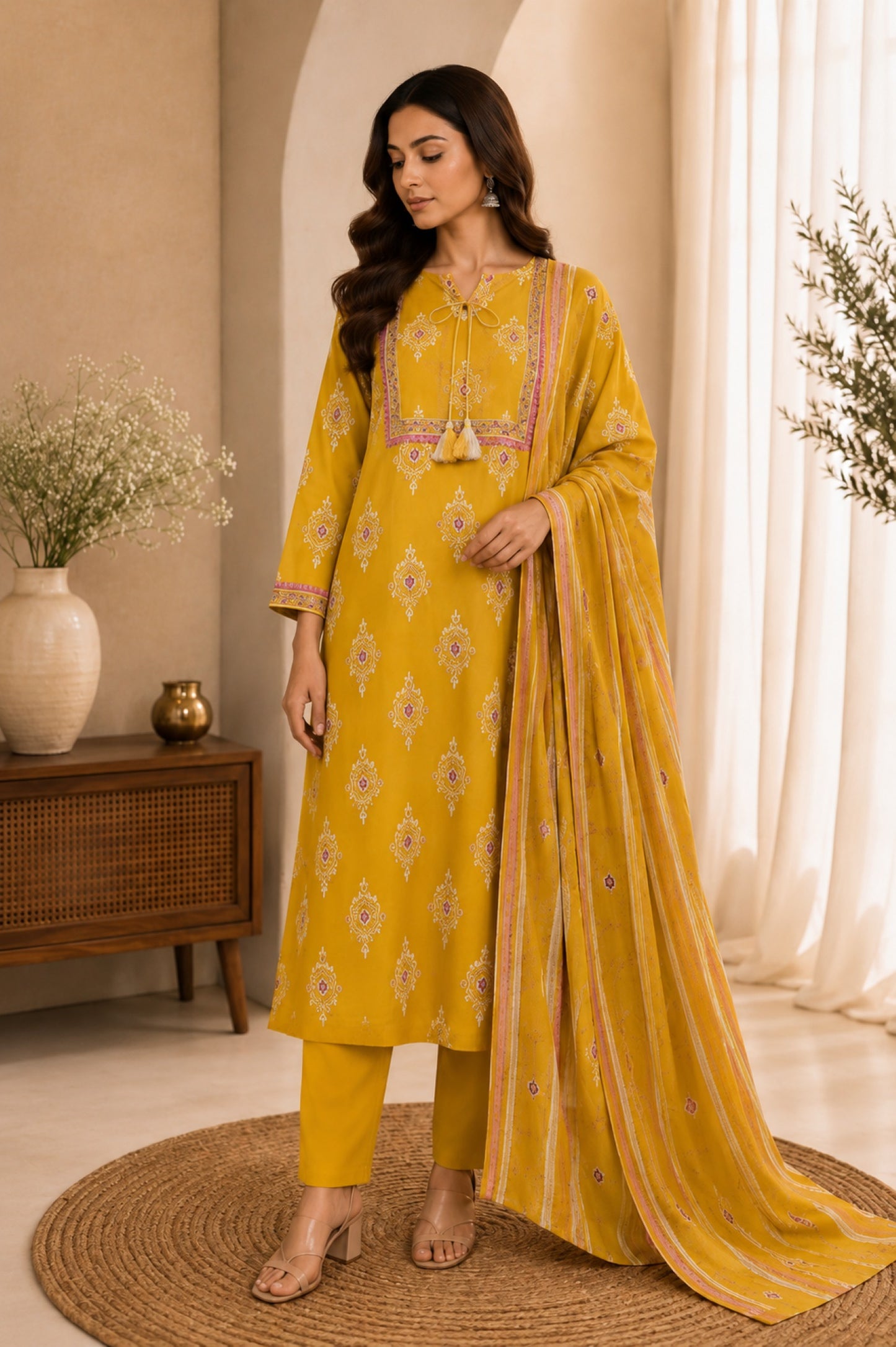 Printed Cotton Kurta Set_KE-0211-31