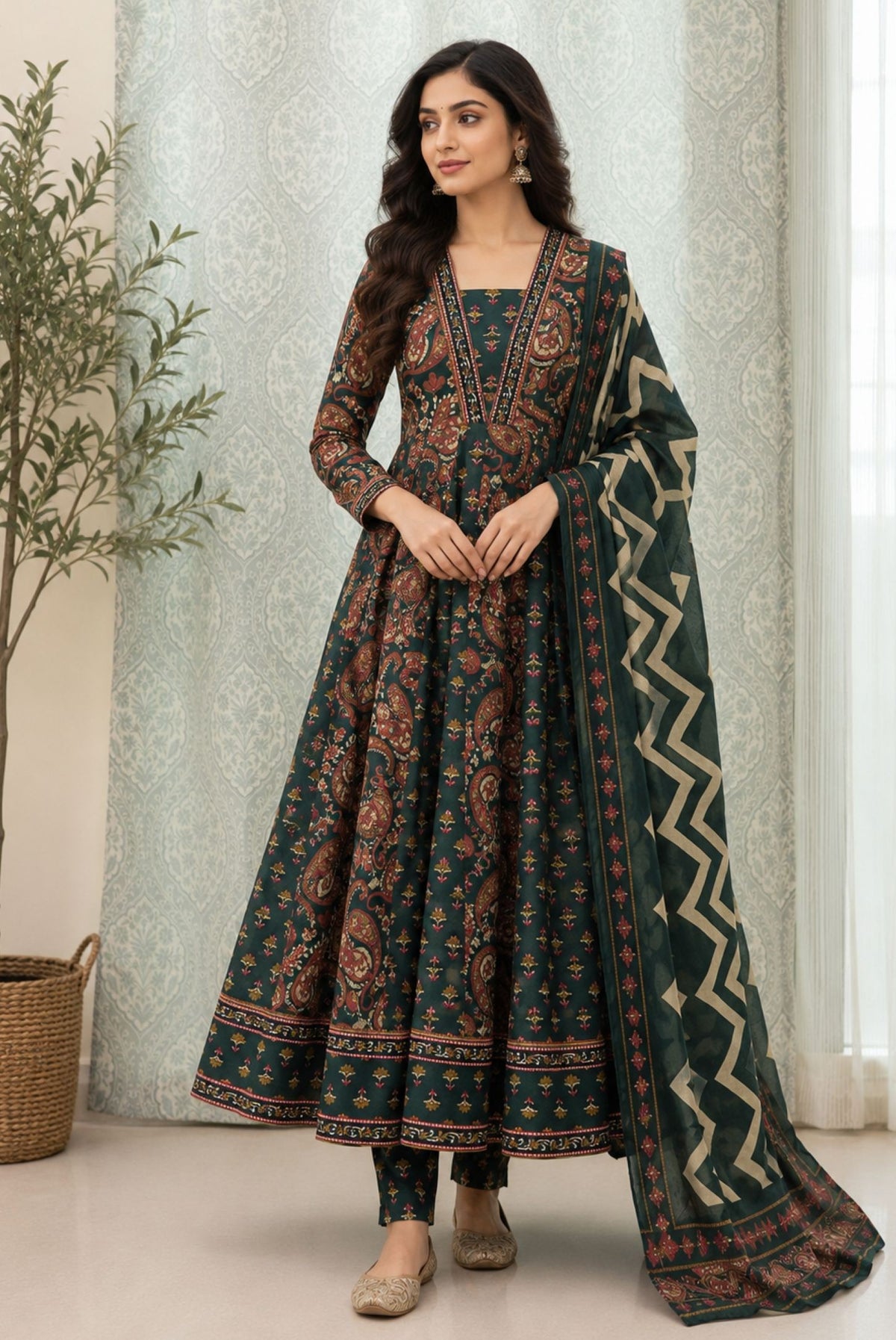 Printed Cotton Anarkali Kurta Set_KE-0211-36