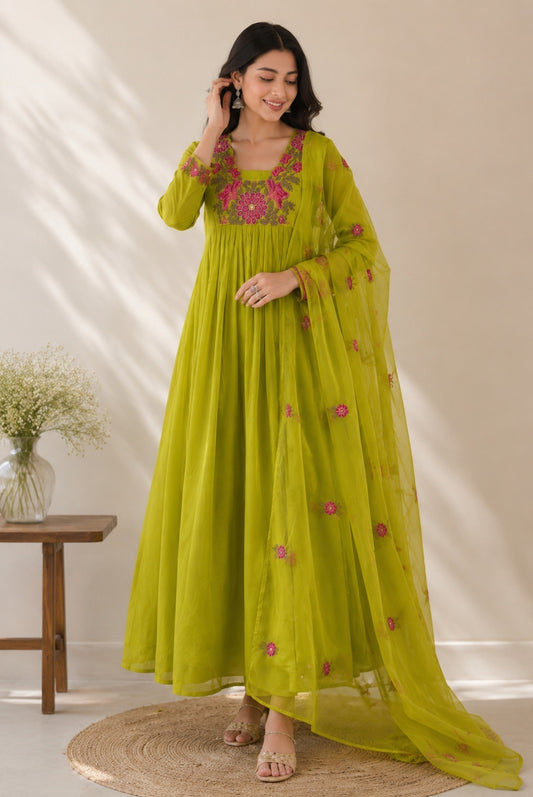 Premium Cotton Embroidery Kurta Set_KE-0211-44