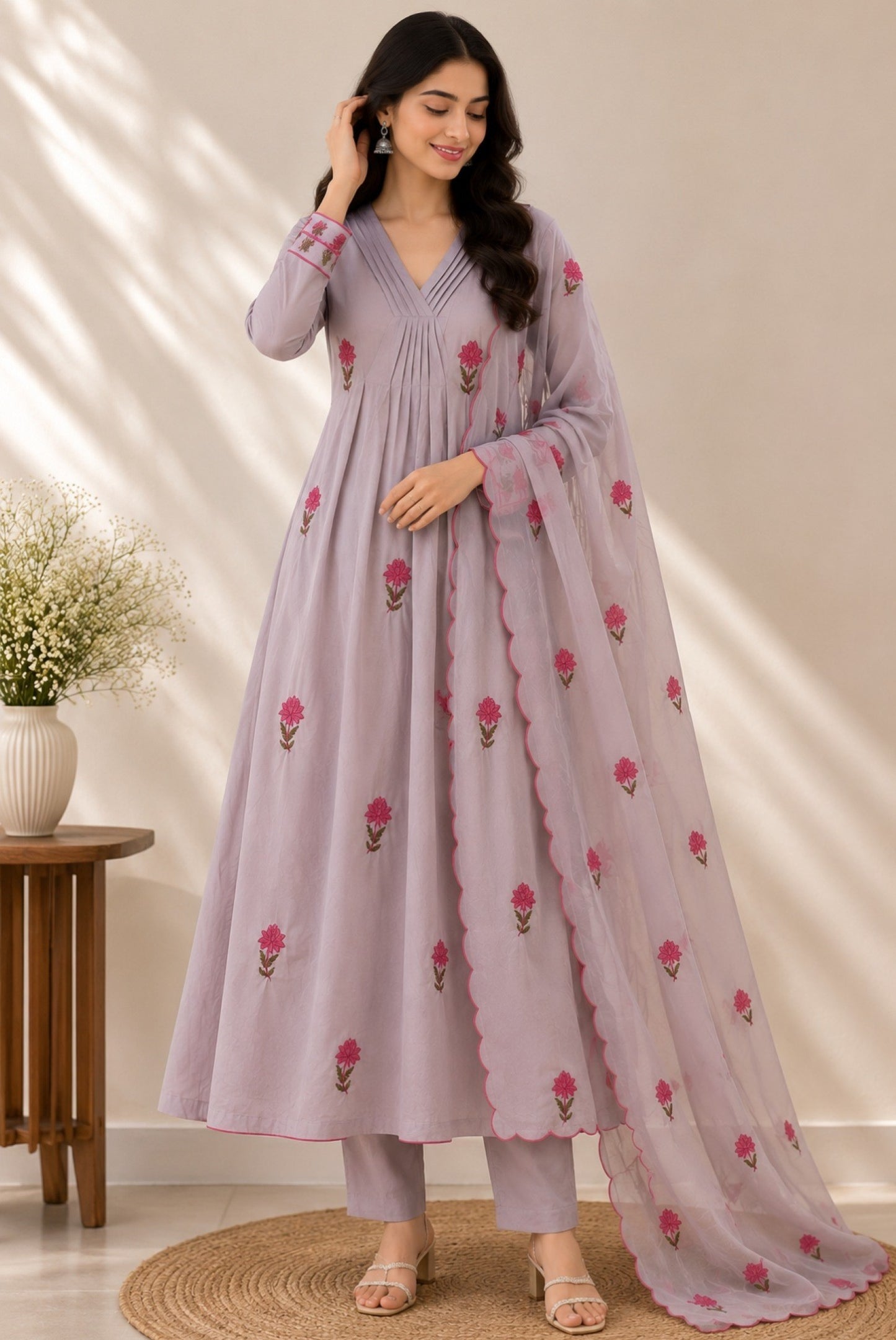 Premium Embroidery Cotton Kurta Set_KE-0211-45