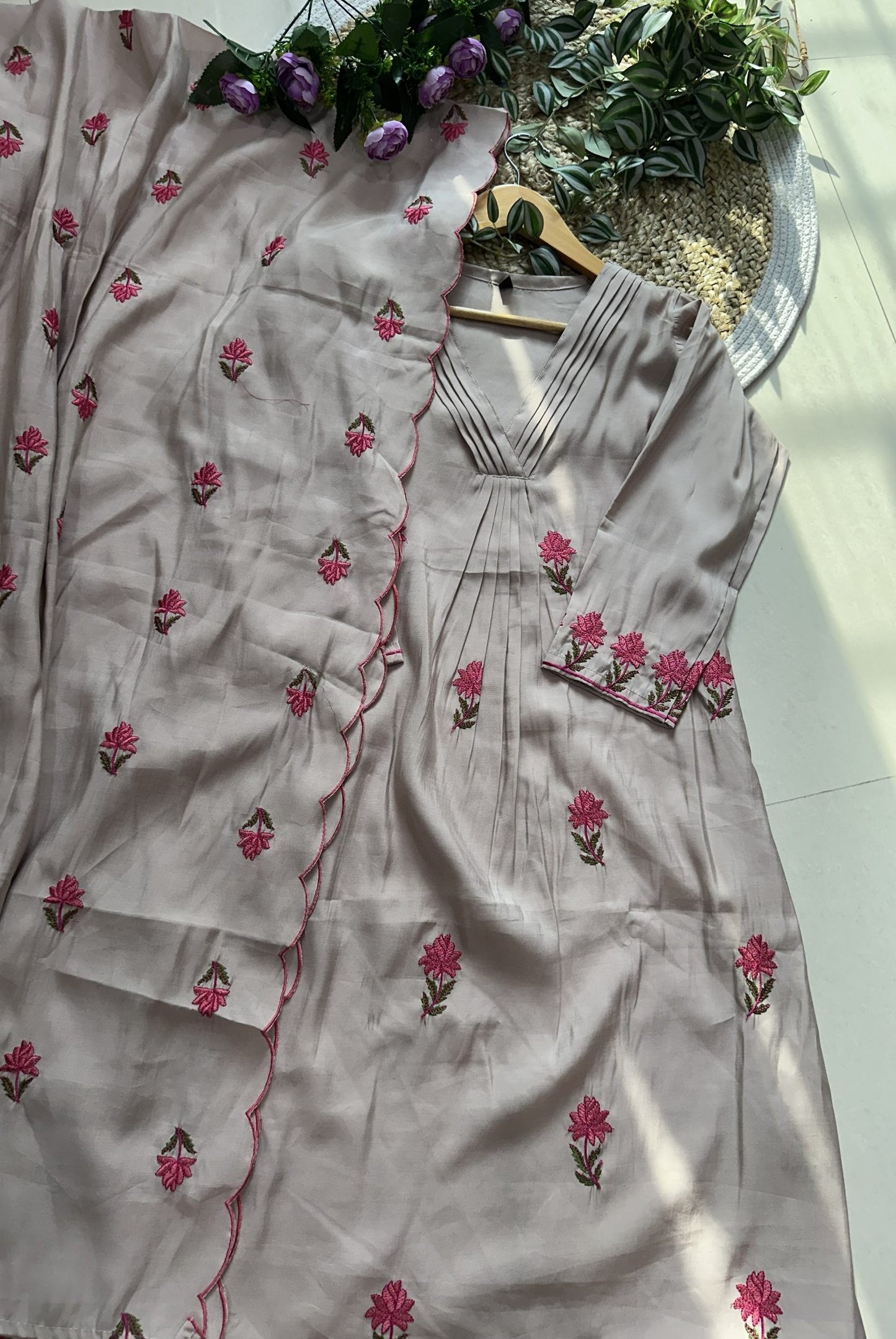 Premium Embroidery Cotton Kurta Set_KE-0211-45