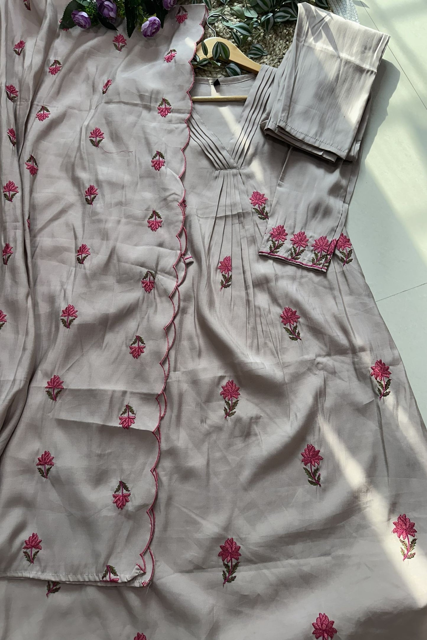 Premium Embroidery Cotton Kurta Set_KE-0211-45