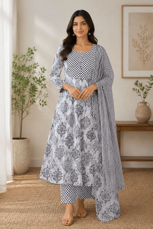 Printed Cotton Anarkali Kurta Set_KE-0211-48