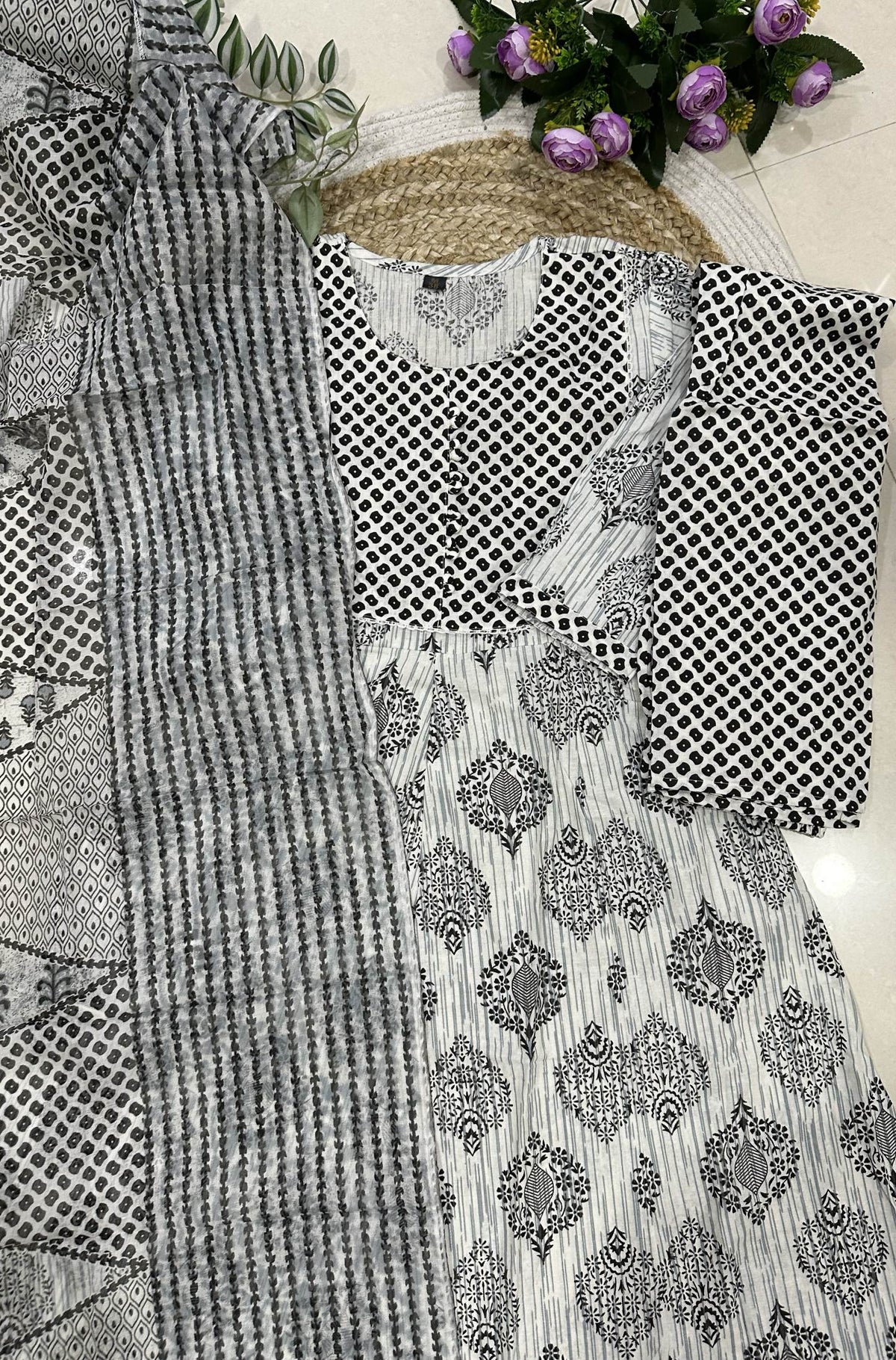 Printed Cotton Anarkali Kurta Set_KE-0211-48