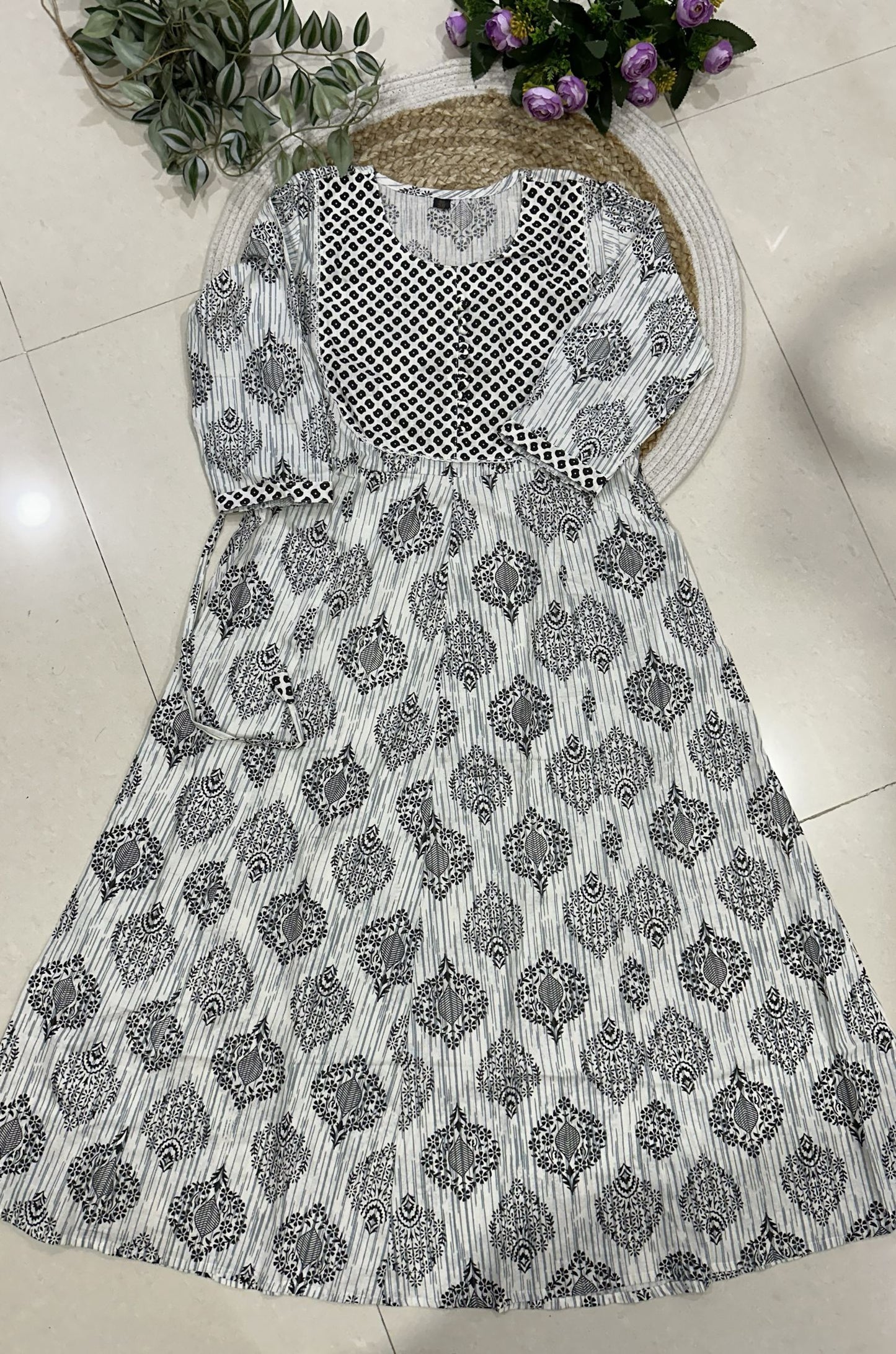 Printed Cotton Anarkali Kurta Set_KE-0211-48