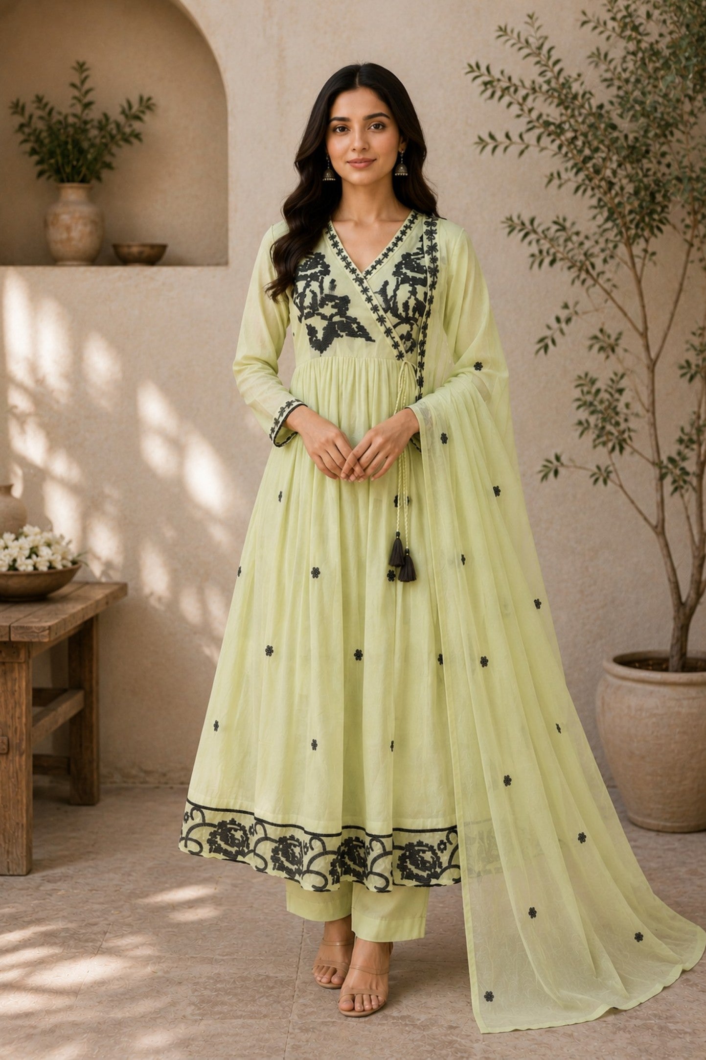 Premium Embroidery Cotton A-Line Kurta Set_KE-0211-50