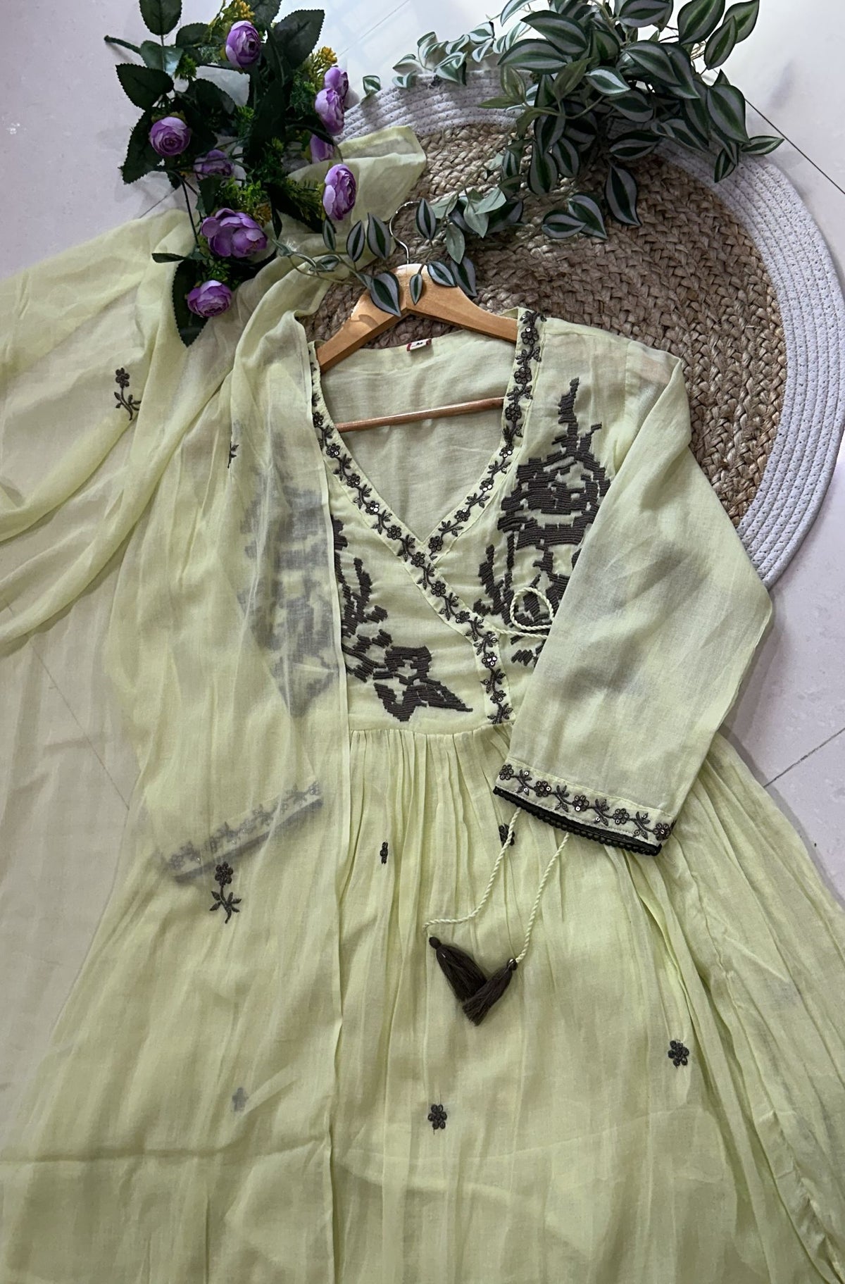 Premium Embroidery Cotton A-Line Kurta Set_KE-0211-50