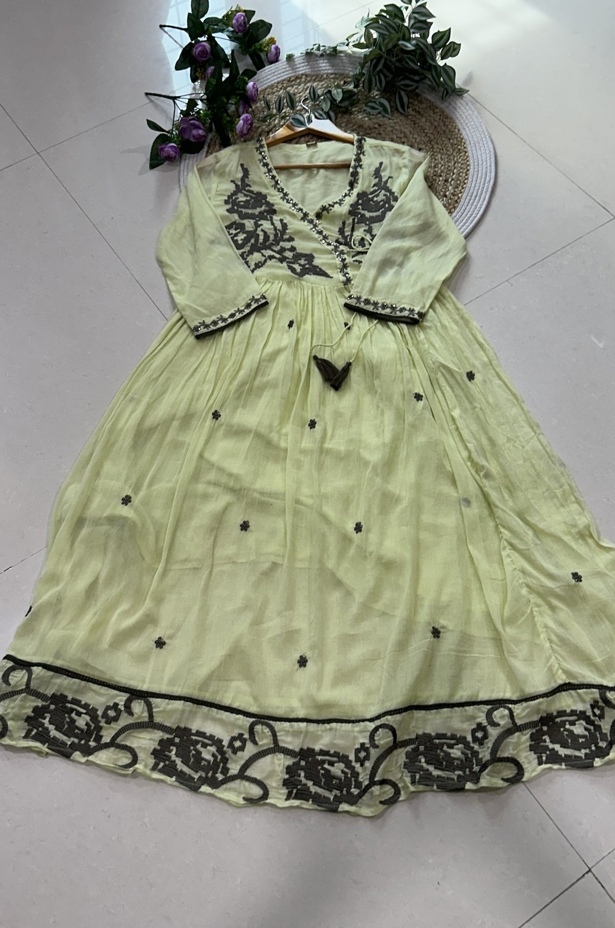 Premium Embroidery Cotton A-Line Kurta Set_KE-0211-50