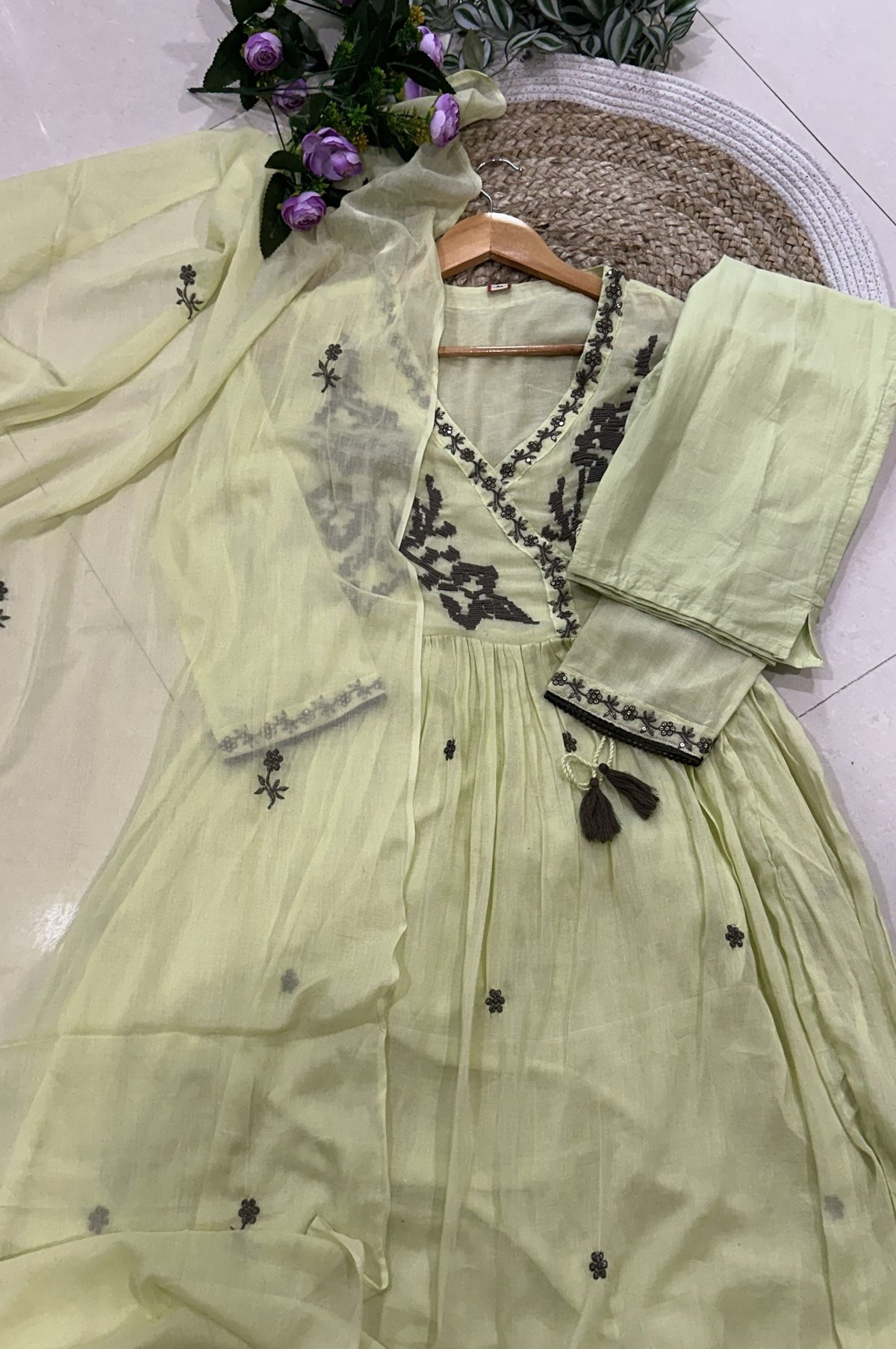 Premium Embroidery Cotton A-Line Kurta Set_KE-0211-50
