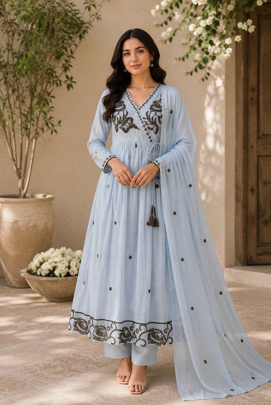 Premium Embroidery Cotton A-Line Kurta Set_KE-0211-51