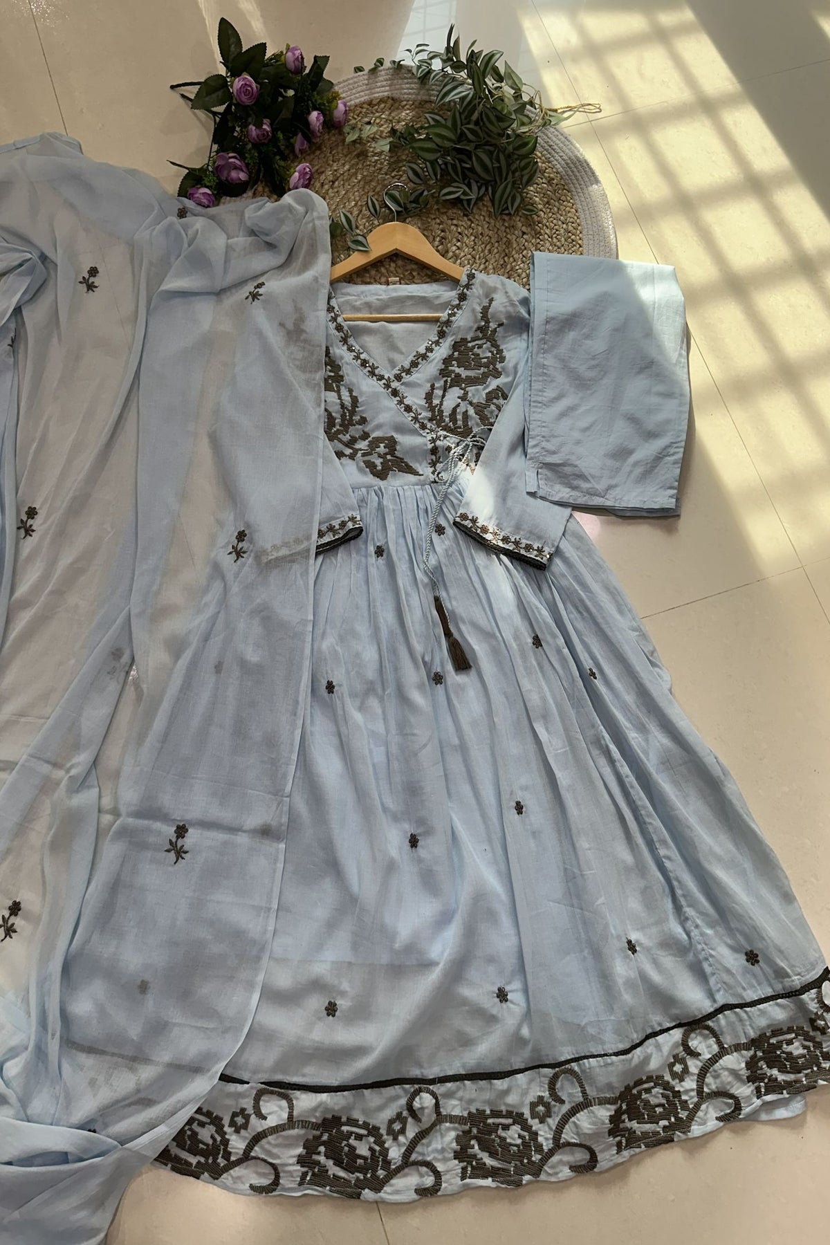 Premium Embroidery Cotton A-Line Kurta Set_KE-0211-51