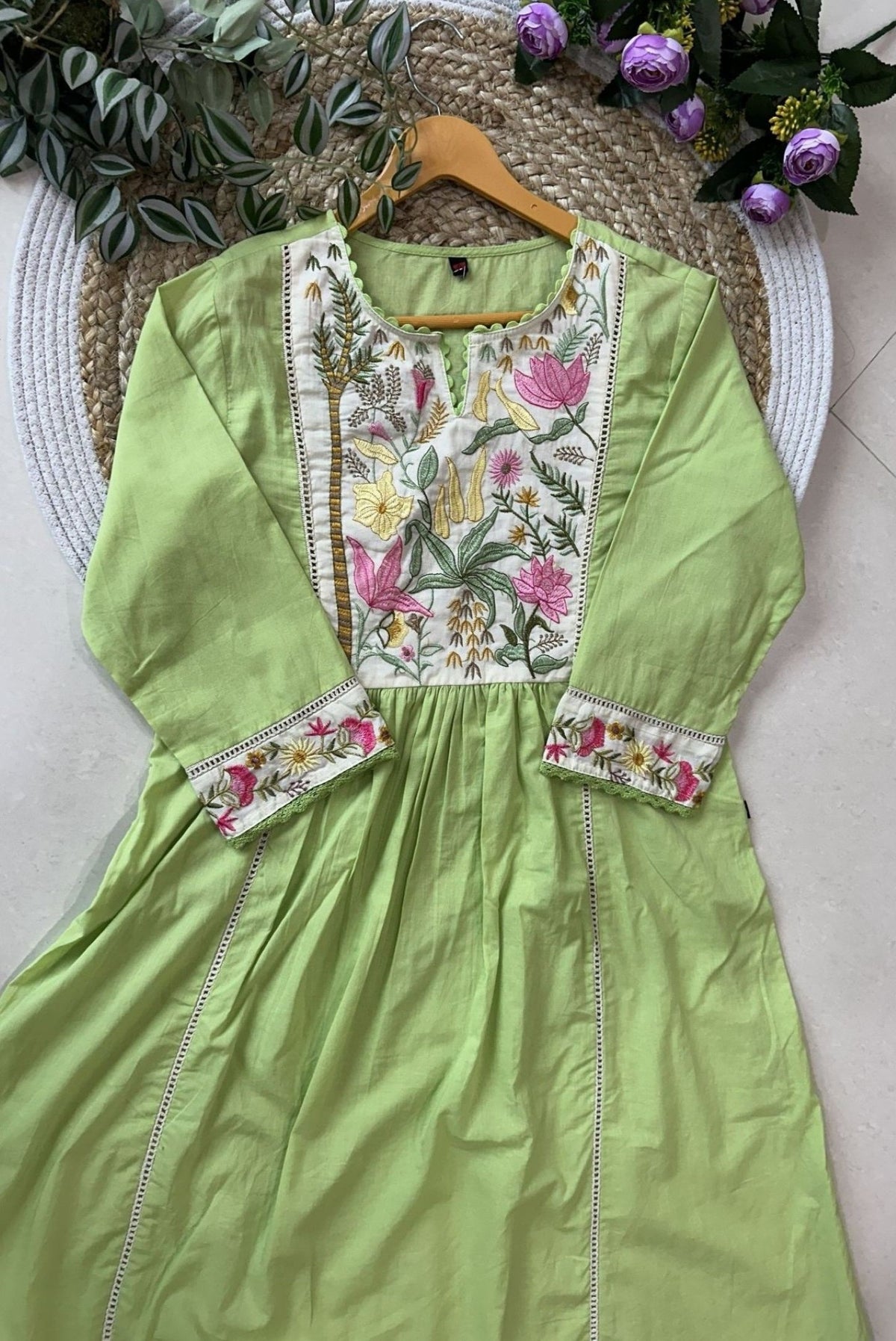 Premium Embroidery Cotton A-Line Kurta Set_KE-0211-52