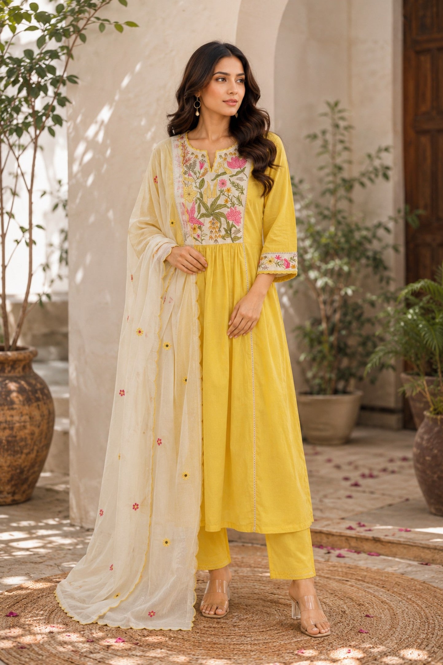 Premium Embroidery Cotton A-Line Kurta Set_KE-0211-53