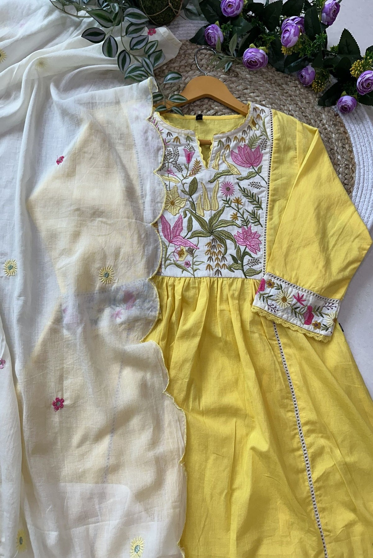 Premium Embroidery Cotton A-Line Kurta Set_KE-0211-53