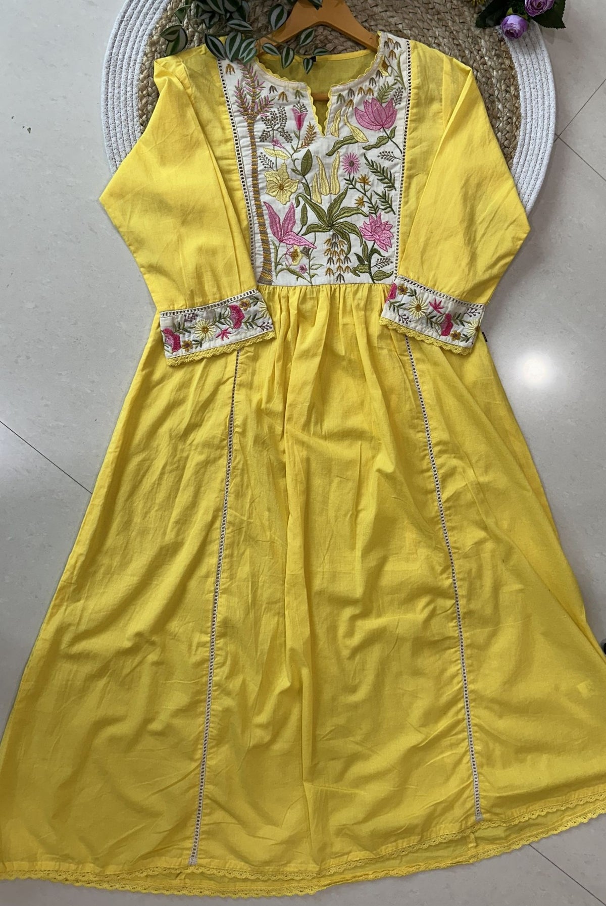 Premium Embroidery Cotton A-Line Kurta Set_KE-0211-53