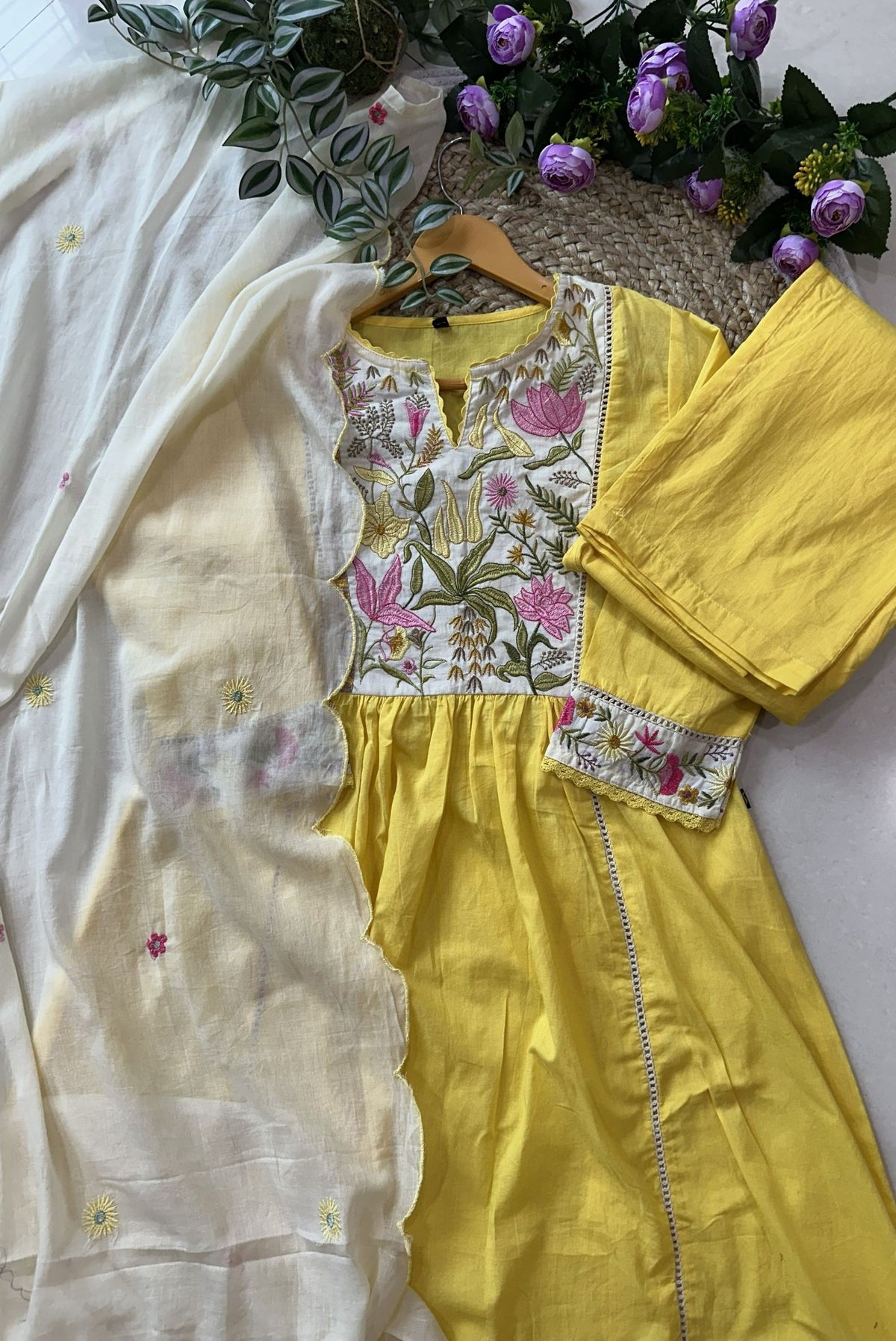 Premium Embroidery Cotton A-Line Kurta Set_KE-0211-53